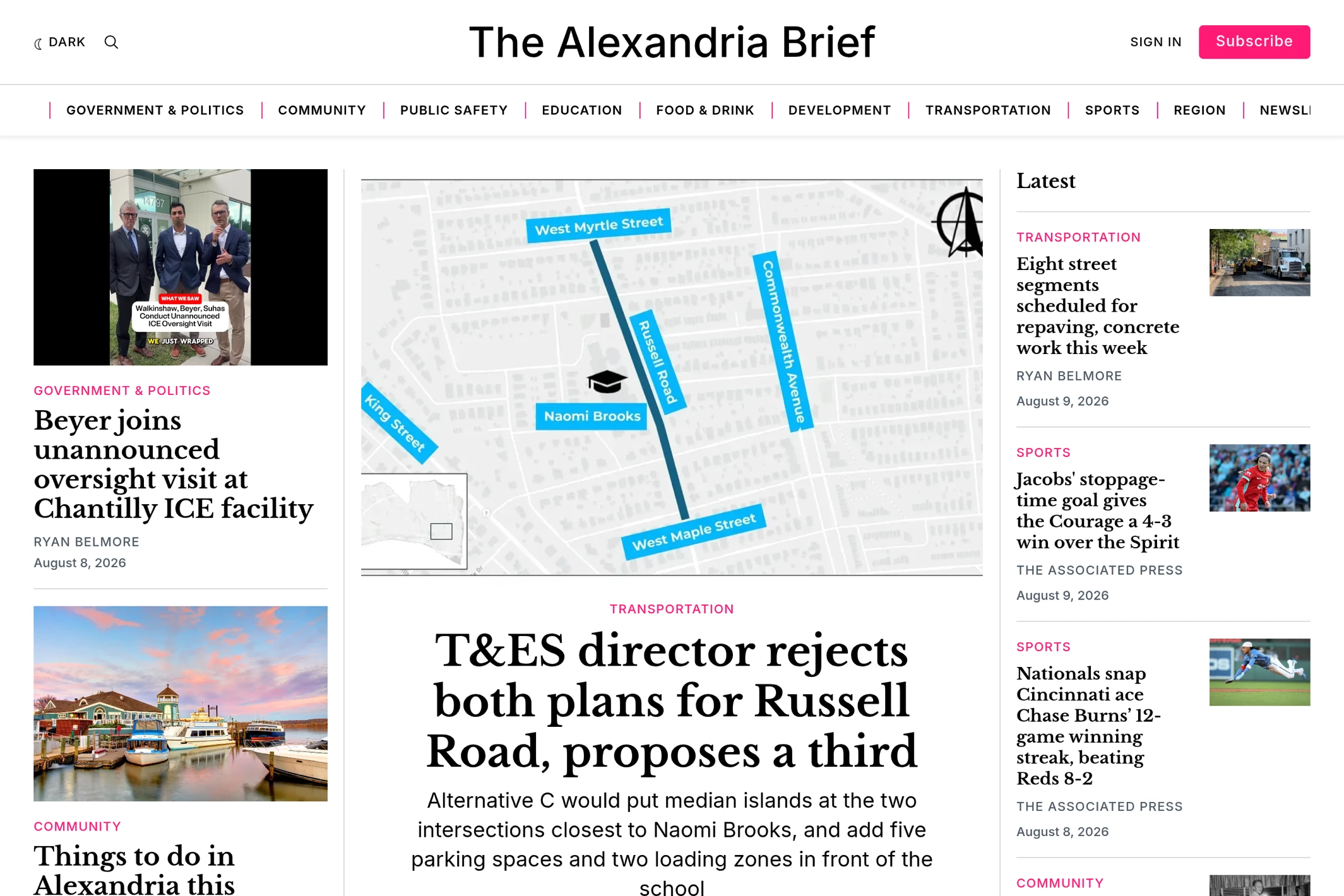 Screenshot of The Alexandria Brief — Ghost theme website