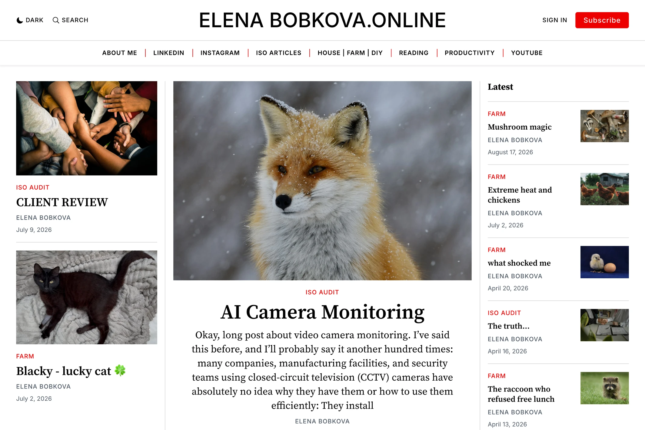 Screenshot of Elena Bobkova — Ghost theme website