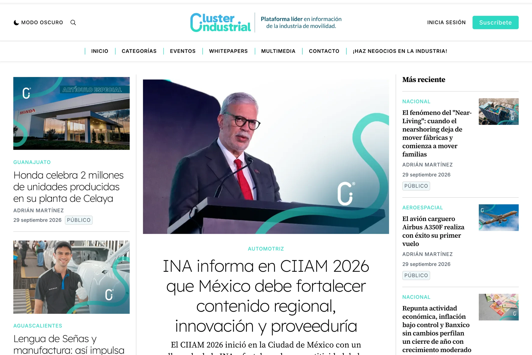 Screenshot of Cluster Industrial — Ghost theme website