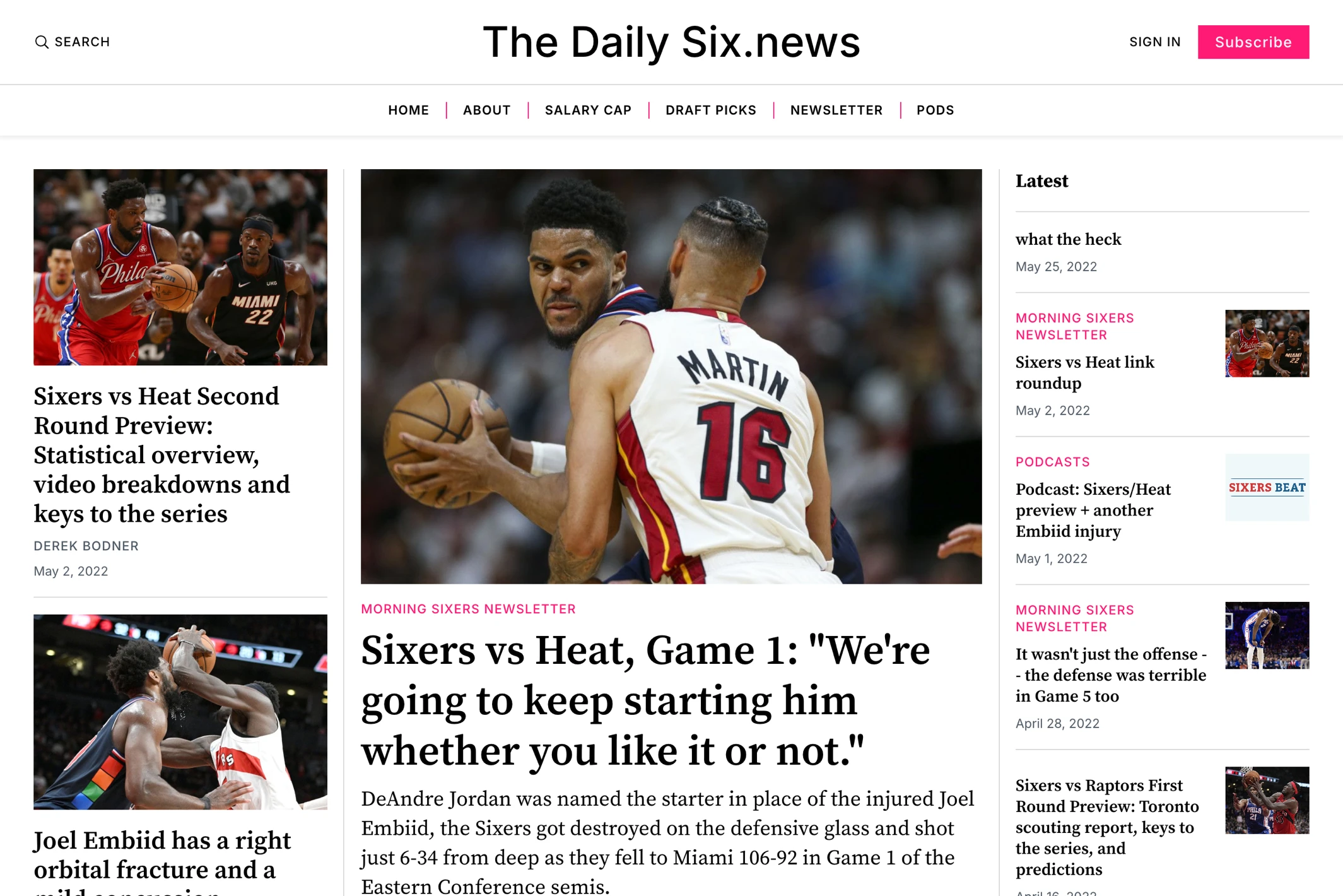 Screenshot of The Daily Six.news — Ghost theme website
