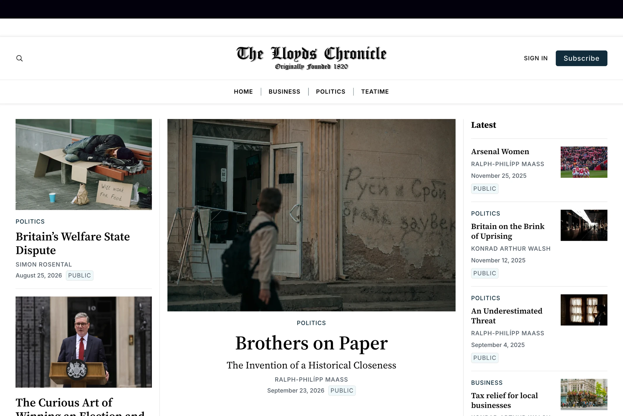 Screenshot of The Lloyds Chronicle — Ghost theme website