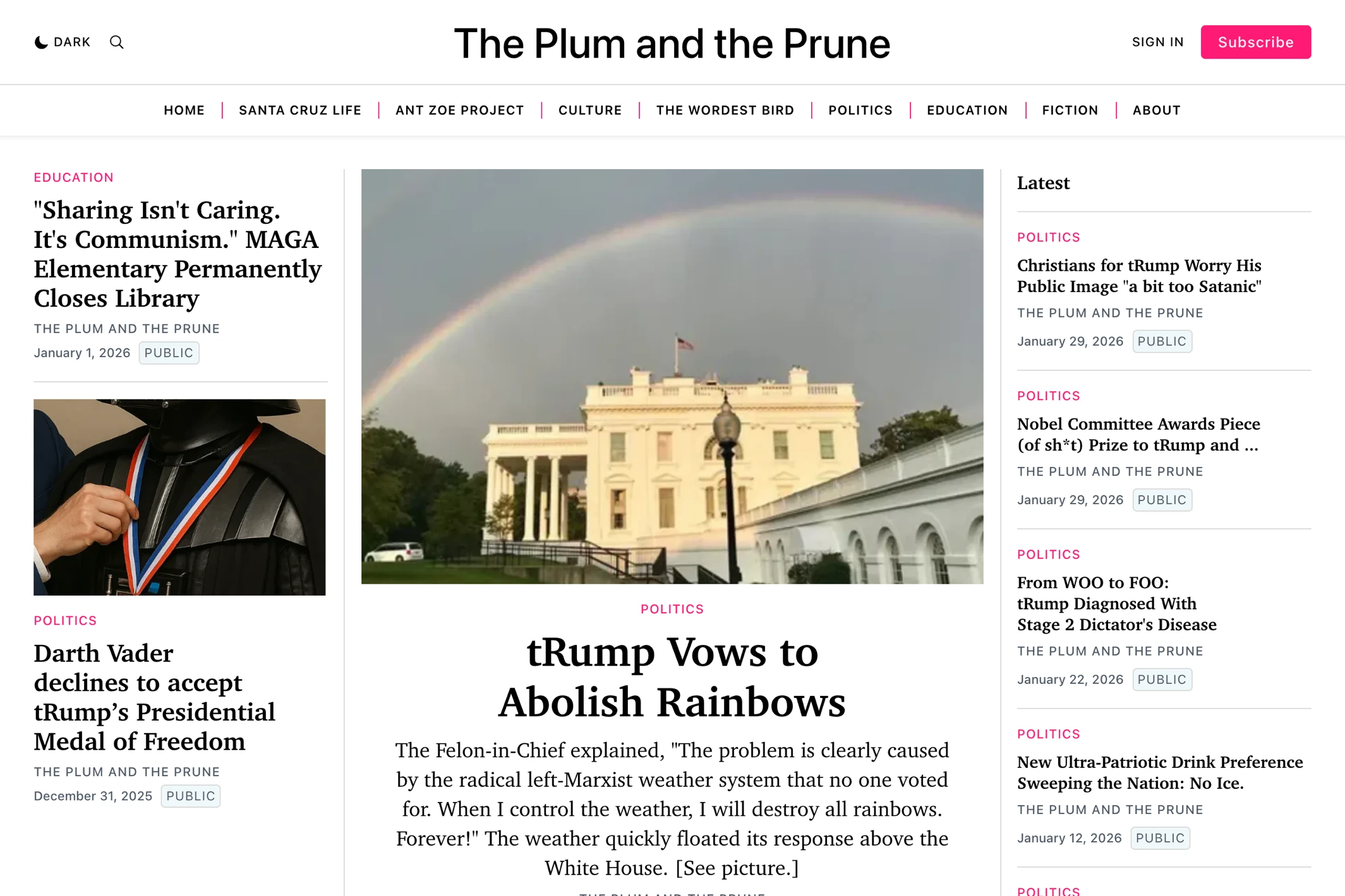 Screenshot of The Plum and the Prune — Ghost theme website