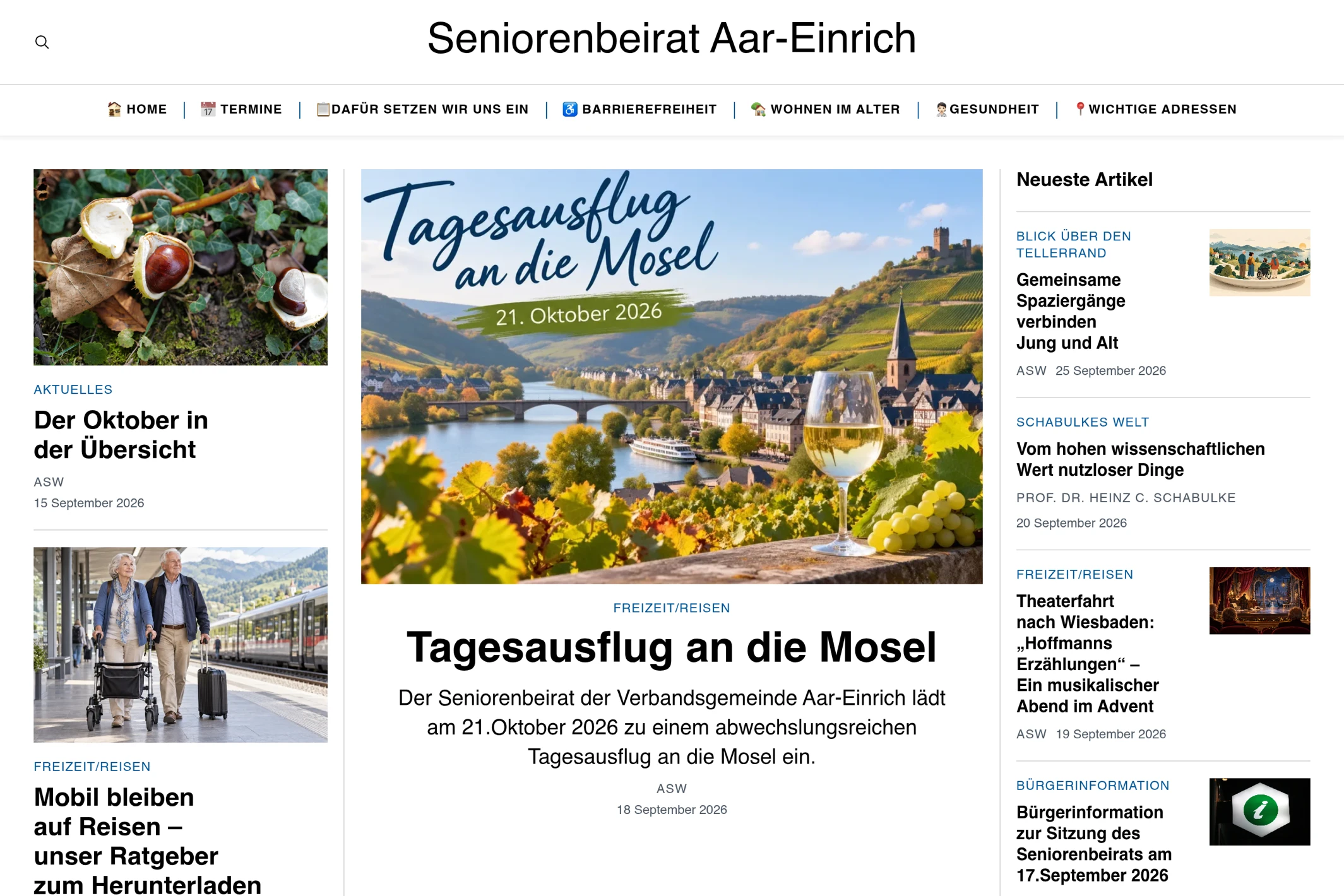 Screenshot of Seniorenbeirat Aar-Einrich — Ghost theme website
