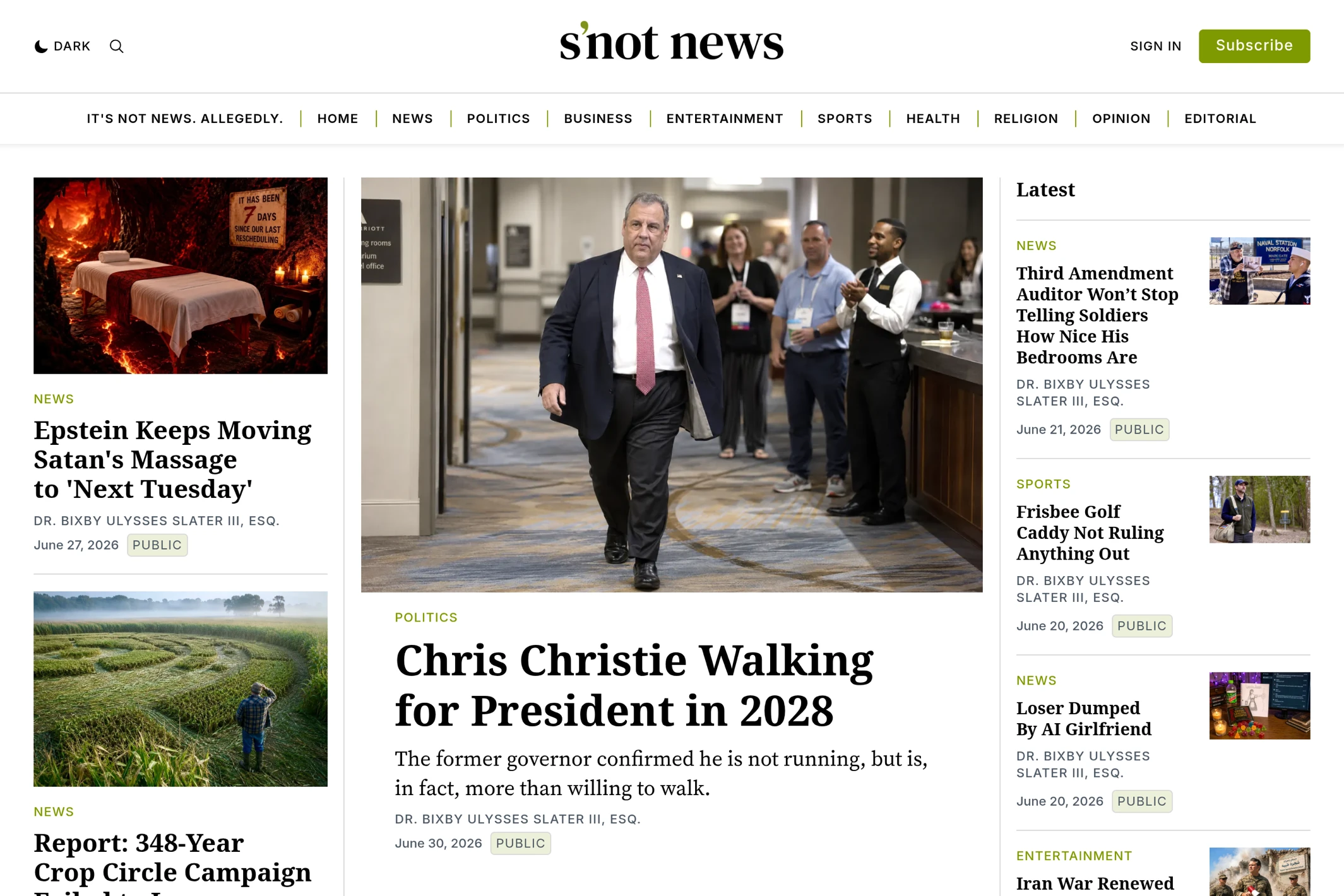 Screenshot of s’not news — Ghost theme website