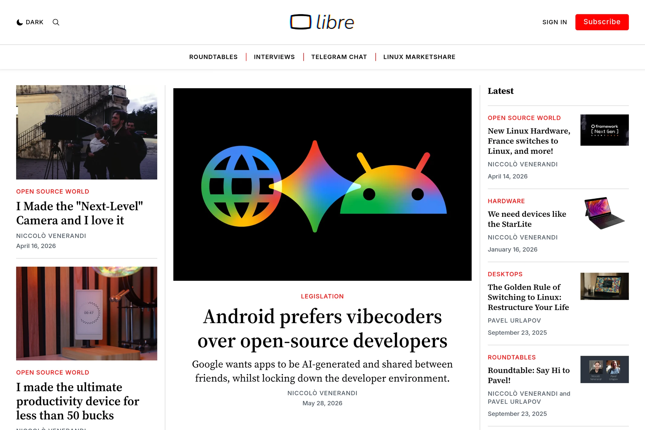 Screenshot of LibreNews — Ghost theme website