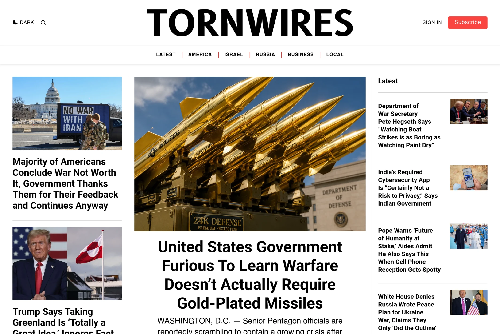 Screenshot of TornWires — Ghost theme website