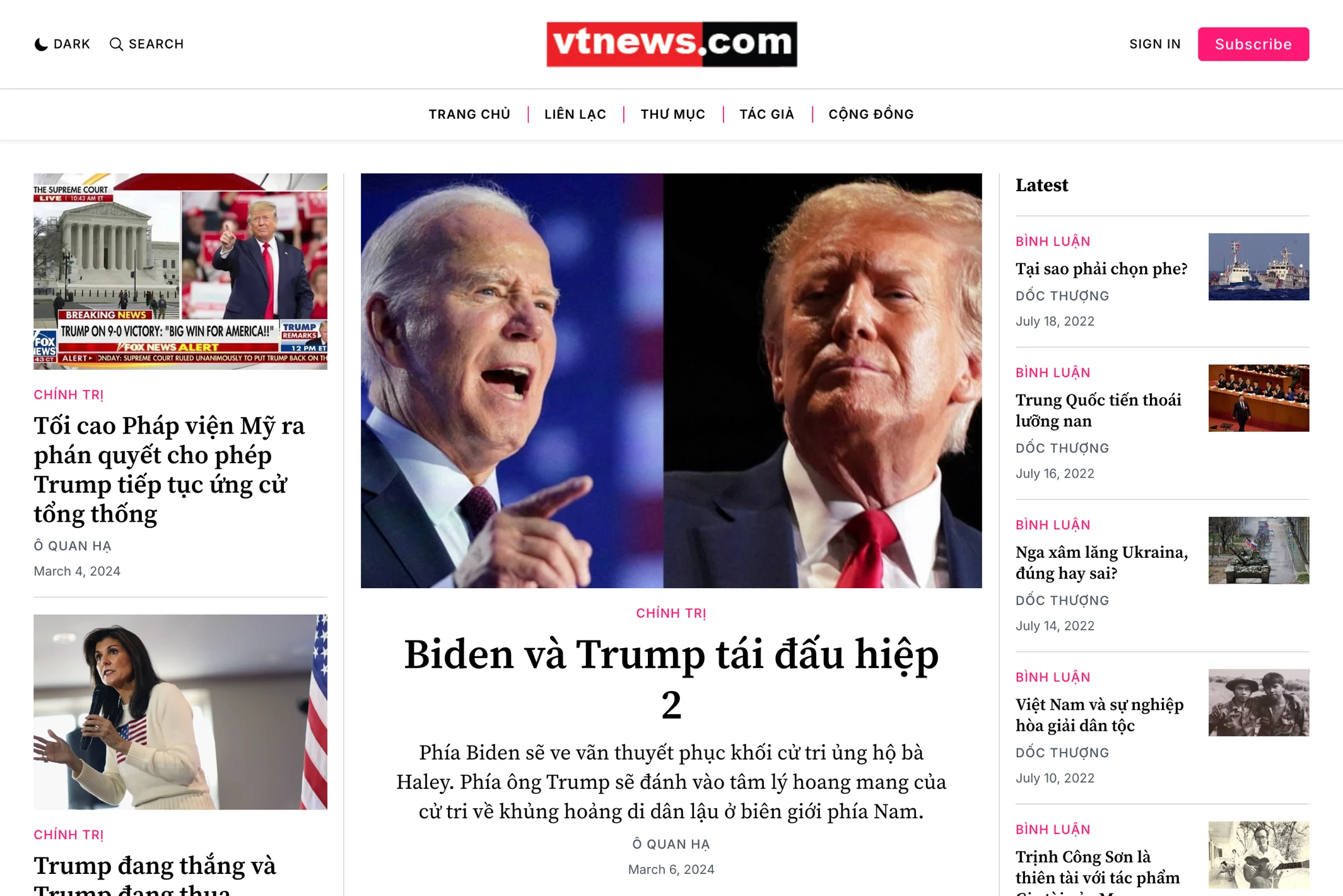Screenshot of VT News — Ghost theme website
