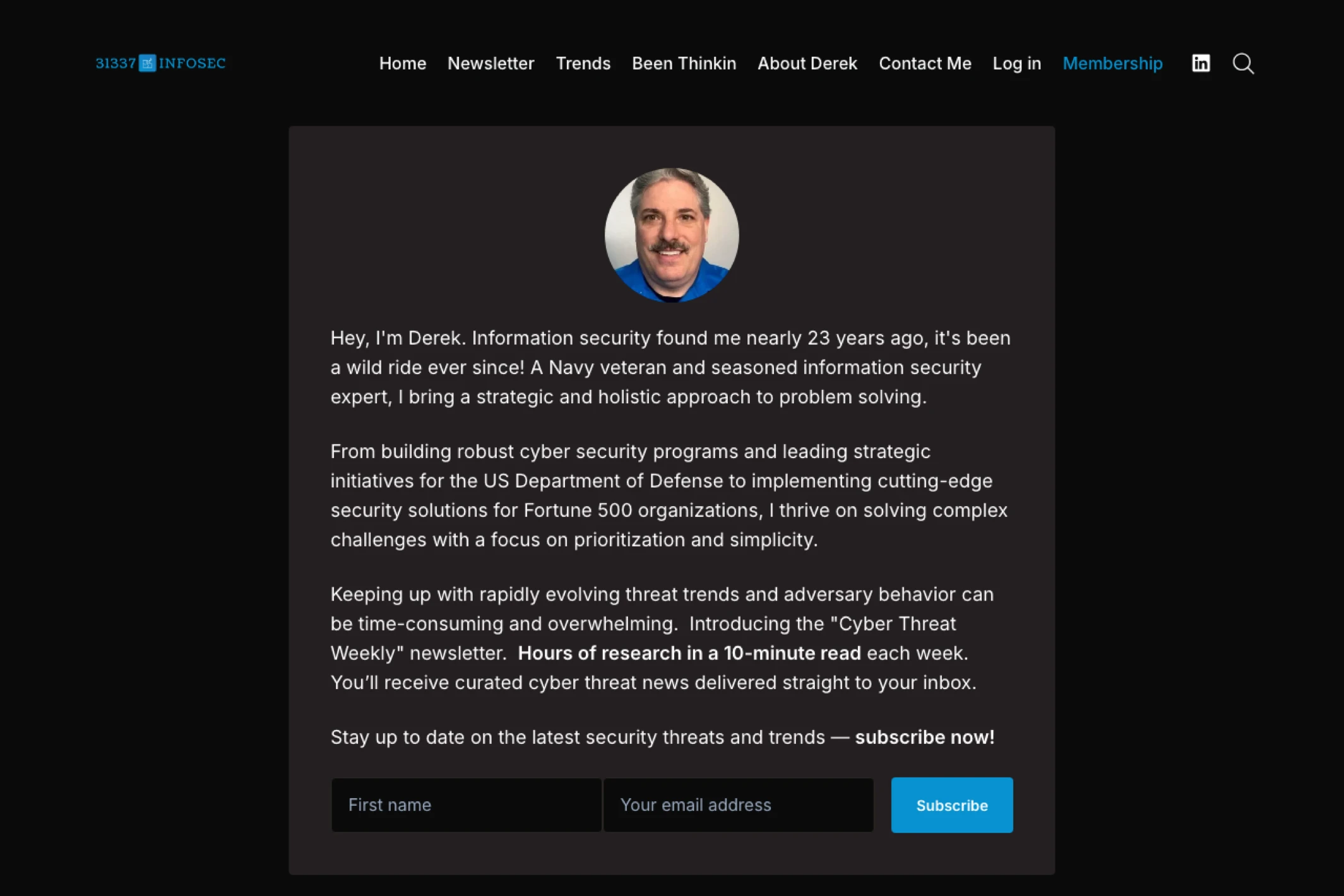 Screenshot of 31337 InfoSec — Ghost theme website