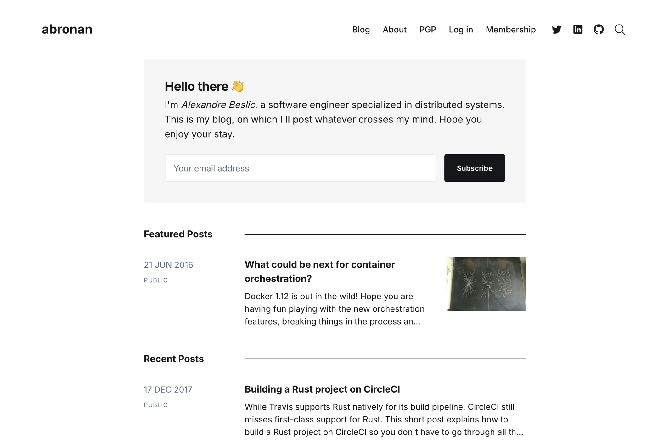 Screenshot of abronan — Ghost theme website