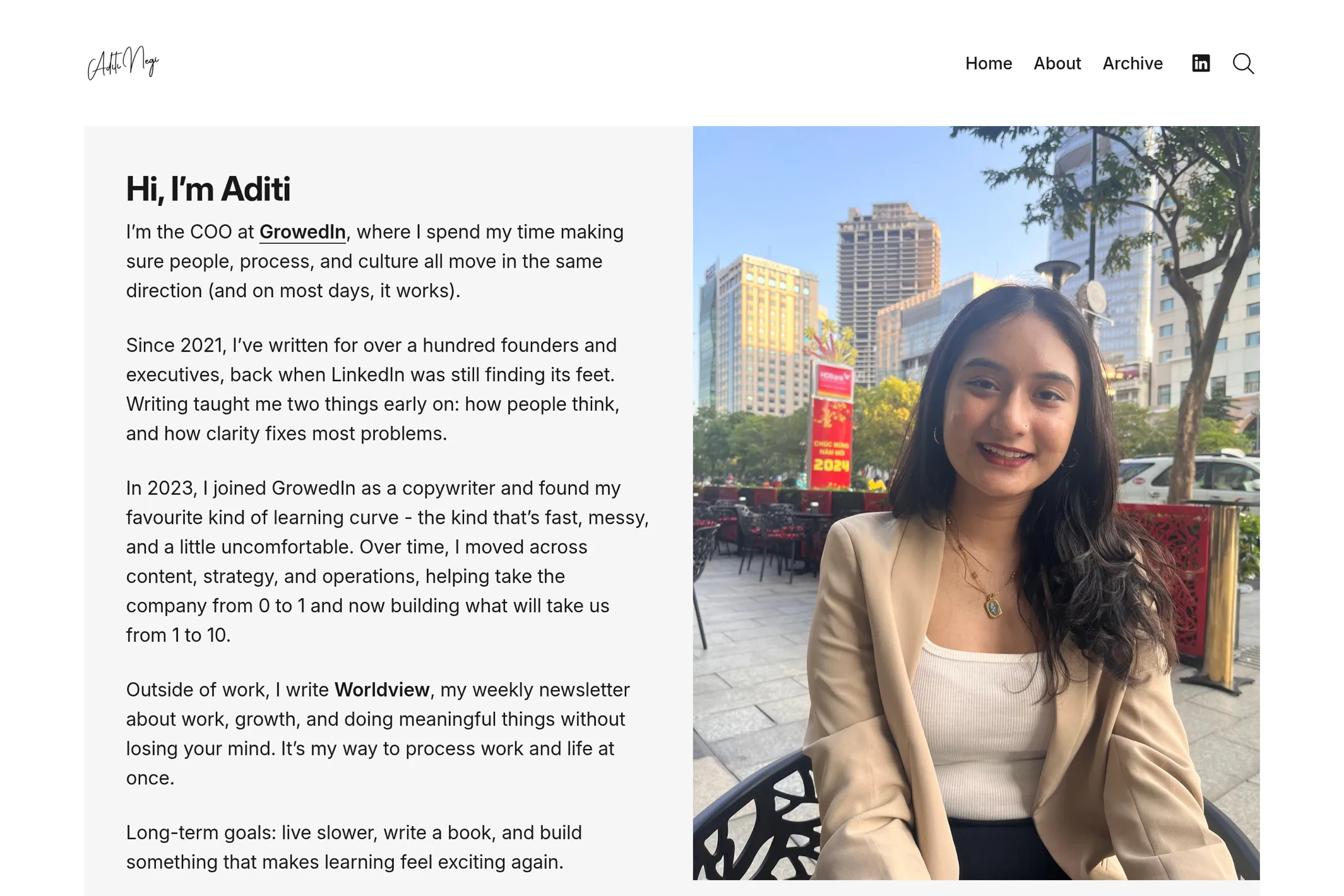 Screenshot of Aditi Negi — Ghost theme website