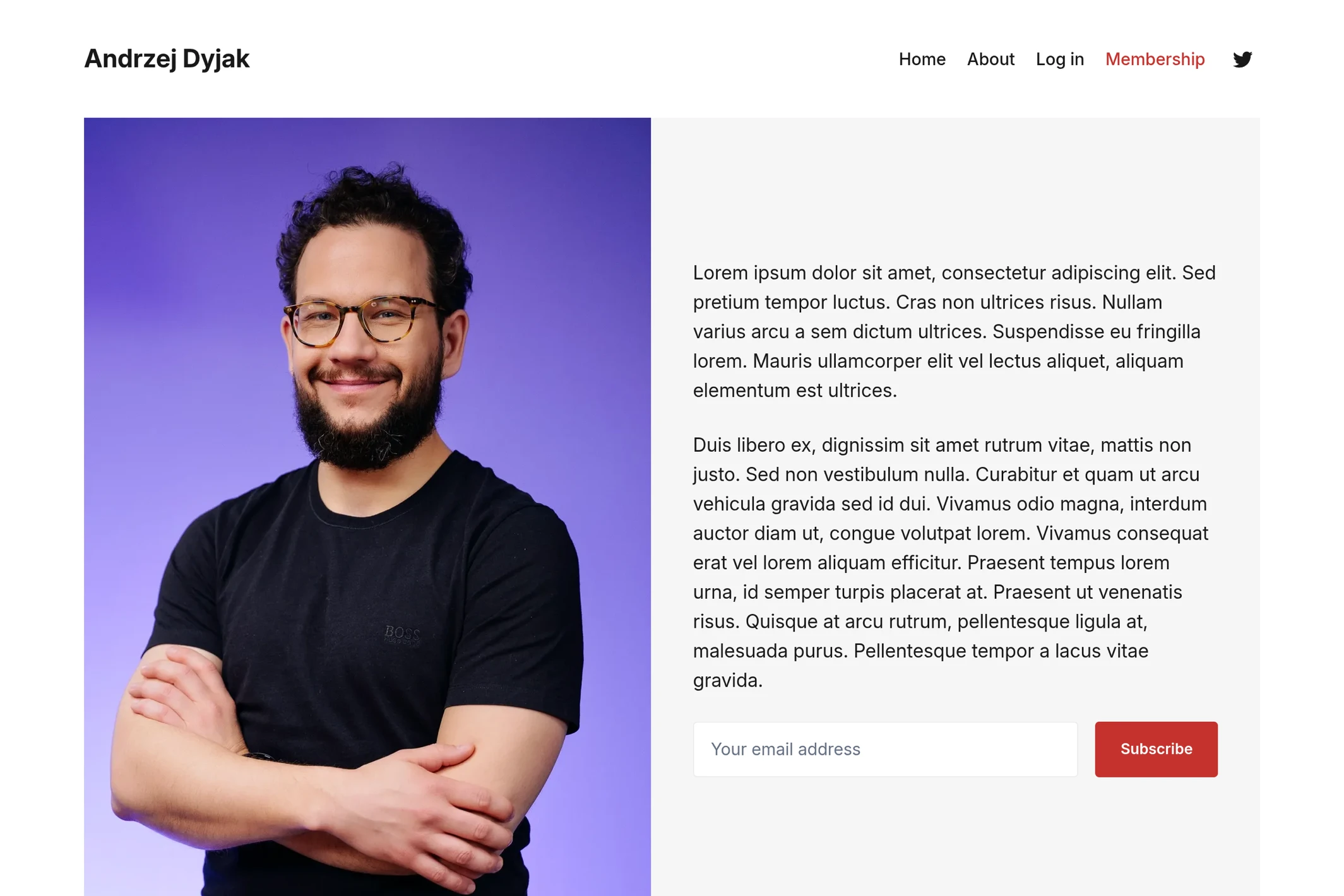 Screenshot of Andrzej Dyjak — Ghost theme website