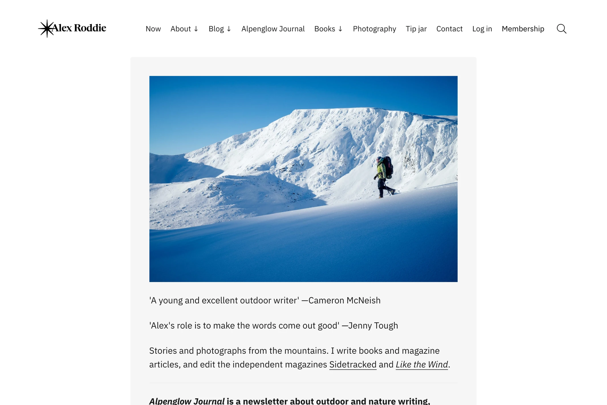 Screenshot of Alex Roddie — Ghost theme website