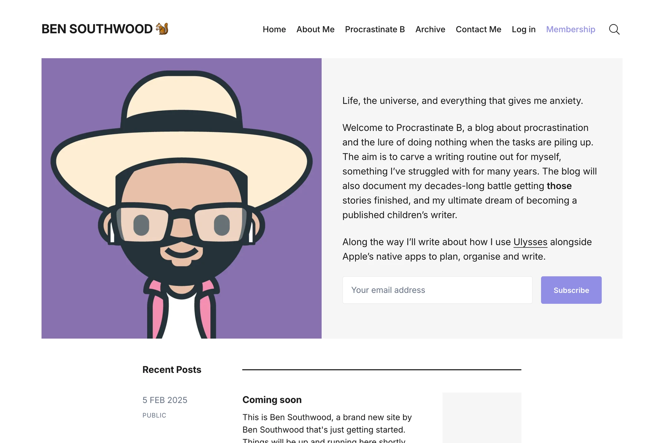 Screenshot of Ben Southwood — Ghost theme website
