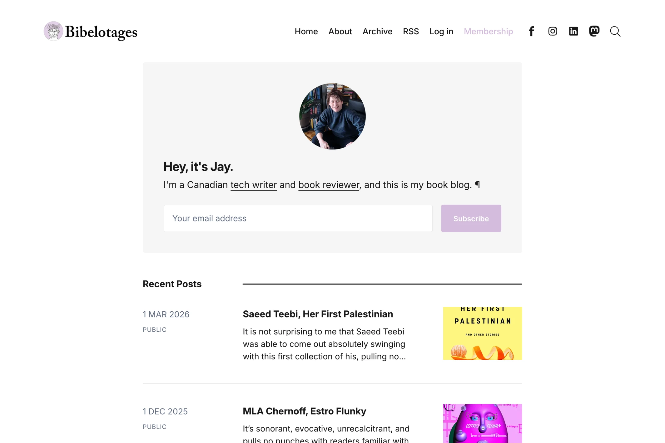 Screenshot of Bibelotages — Ghost theme website