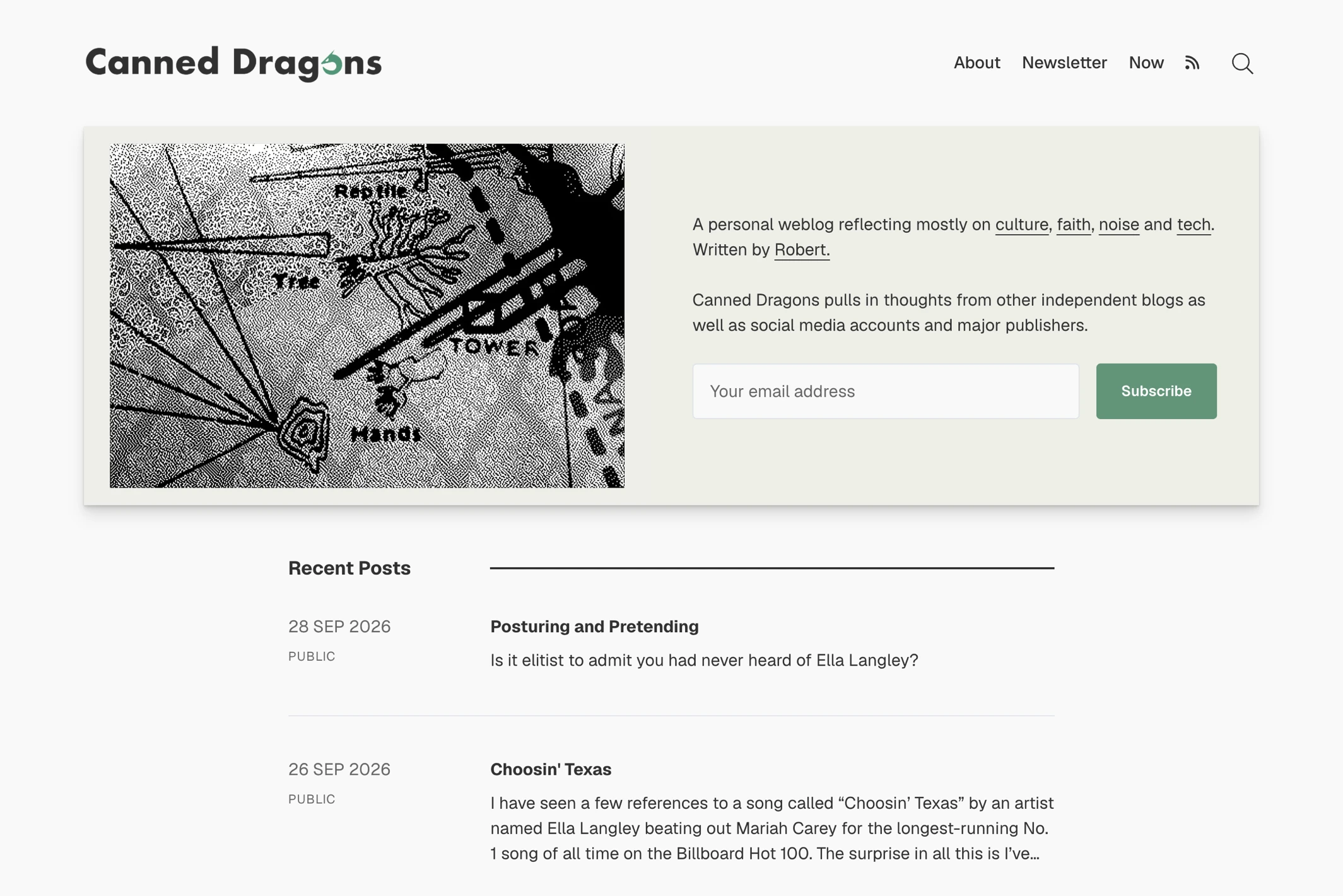 Screenshot of Canned Dragons — Ghost theme website