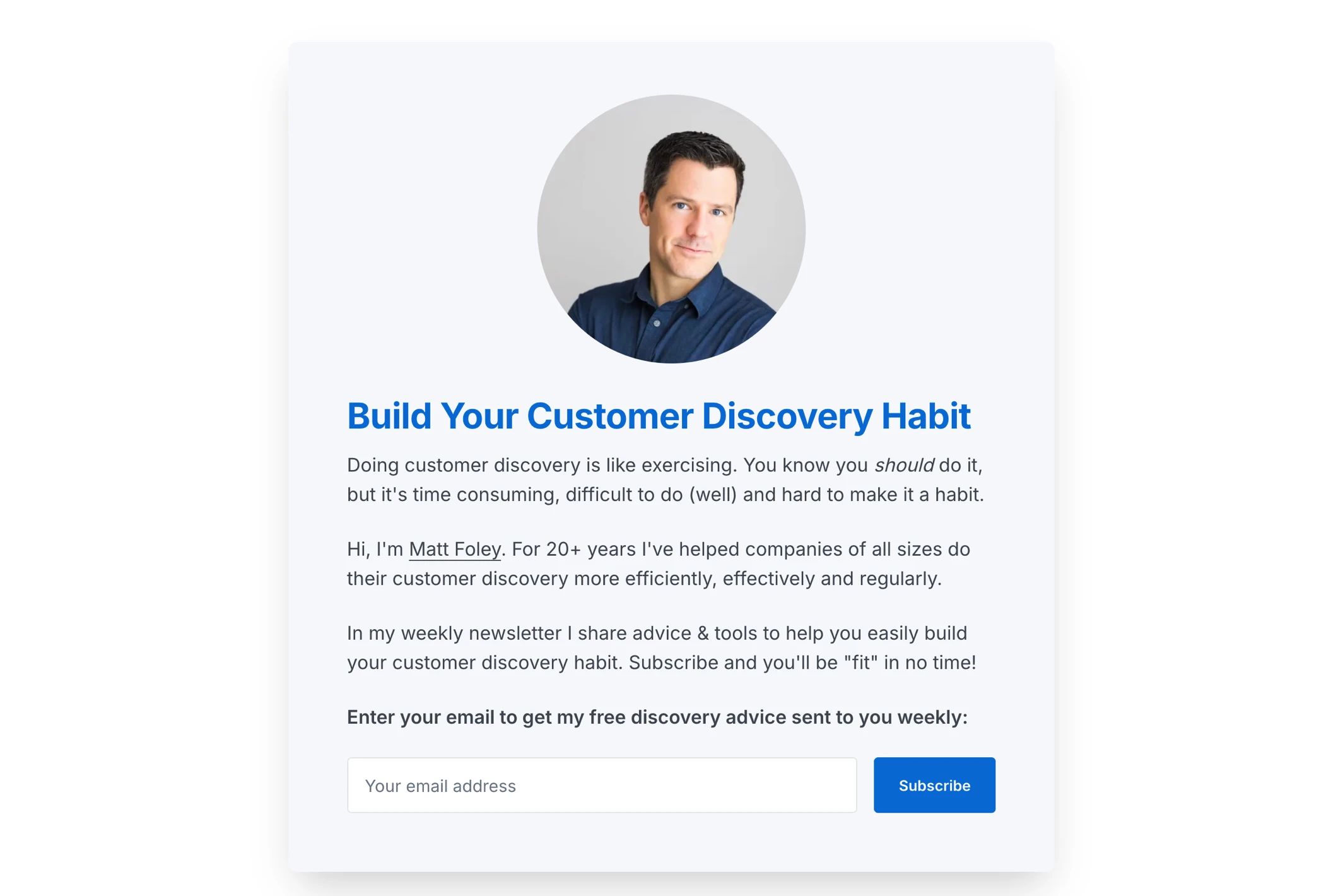 Screenshot of Customer Discovery — Ghost theme website