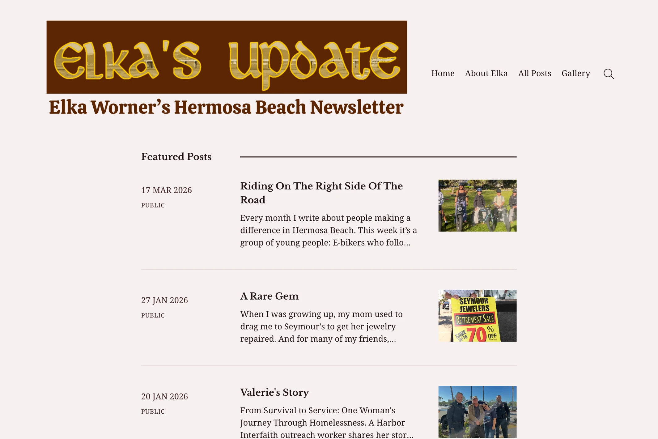 Screenshot of Elka's Update — Ghost theme website