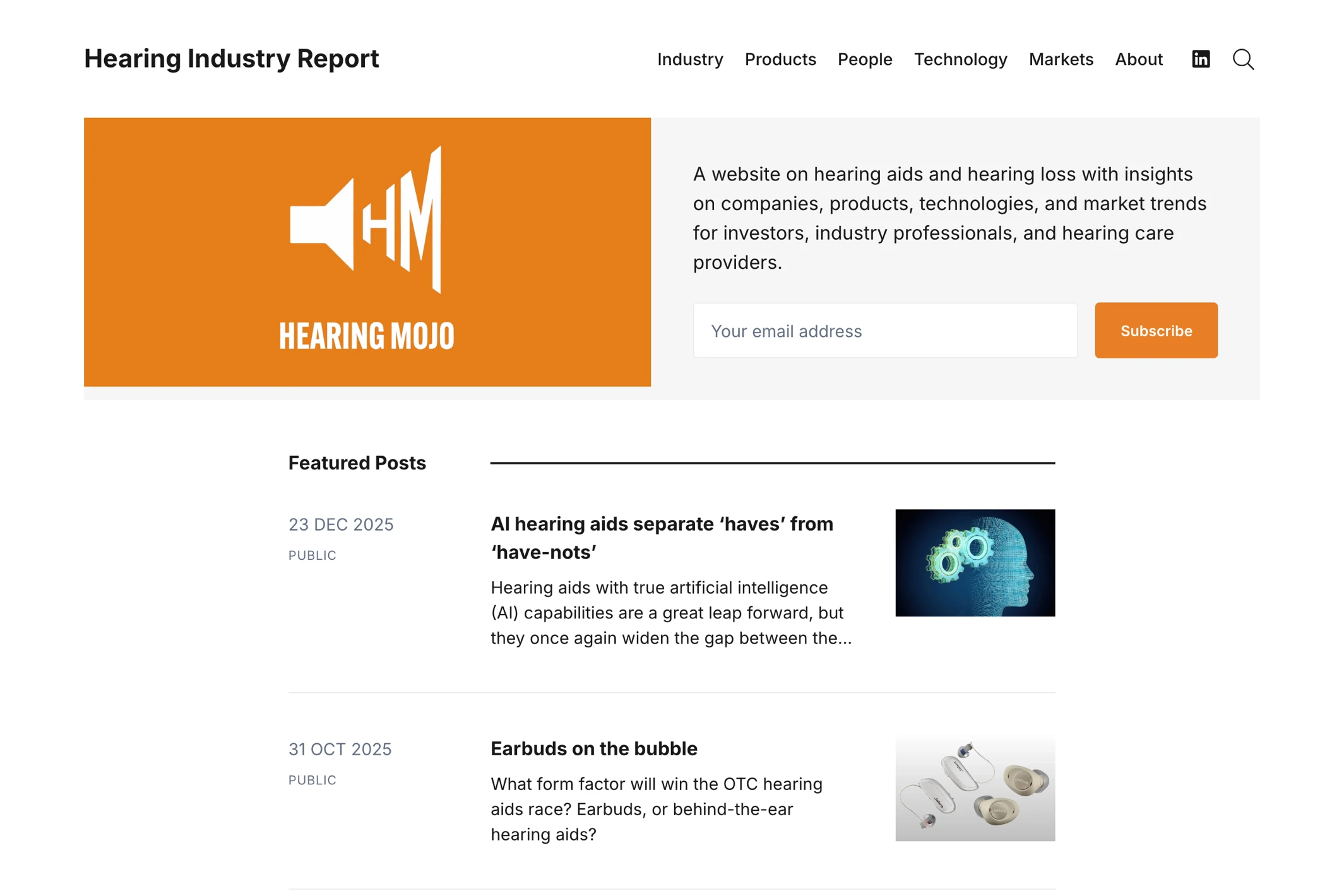 Screenshot of Hearing Industry Report — Ghost theme website