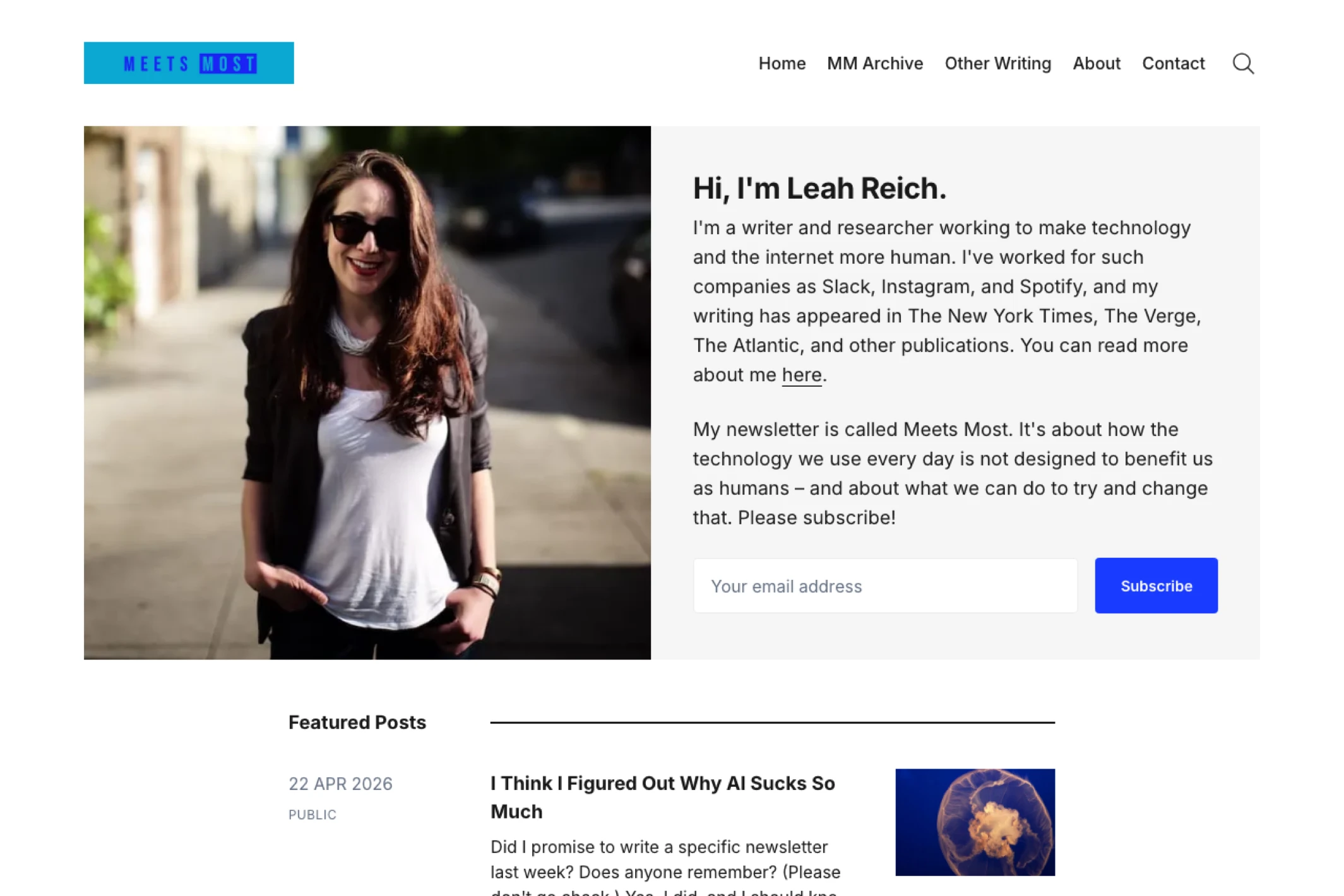 Screenshot of Leah Reich — Ghost theme website