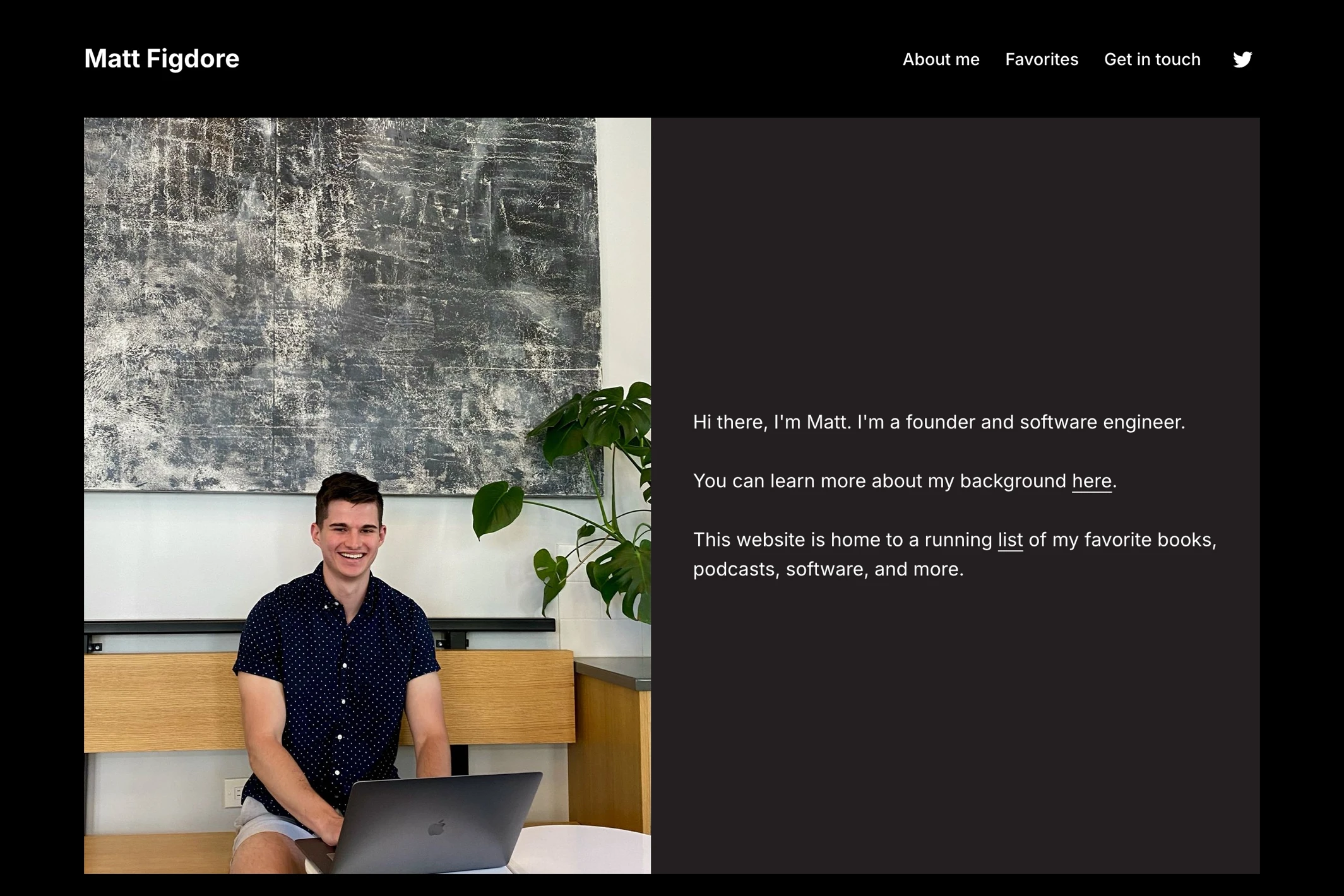 Screenshot of Matt Figdore — Ghost theme website