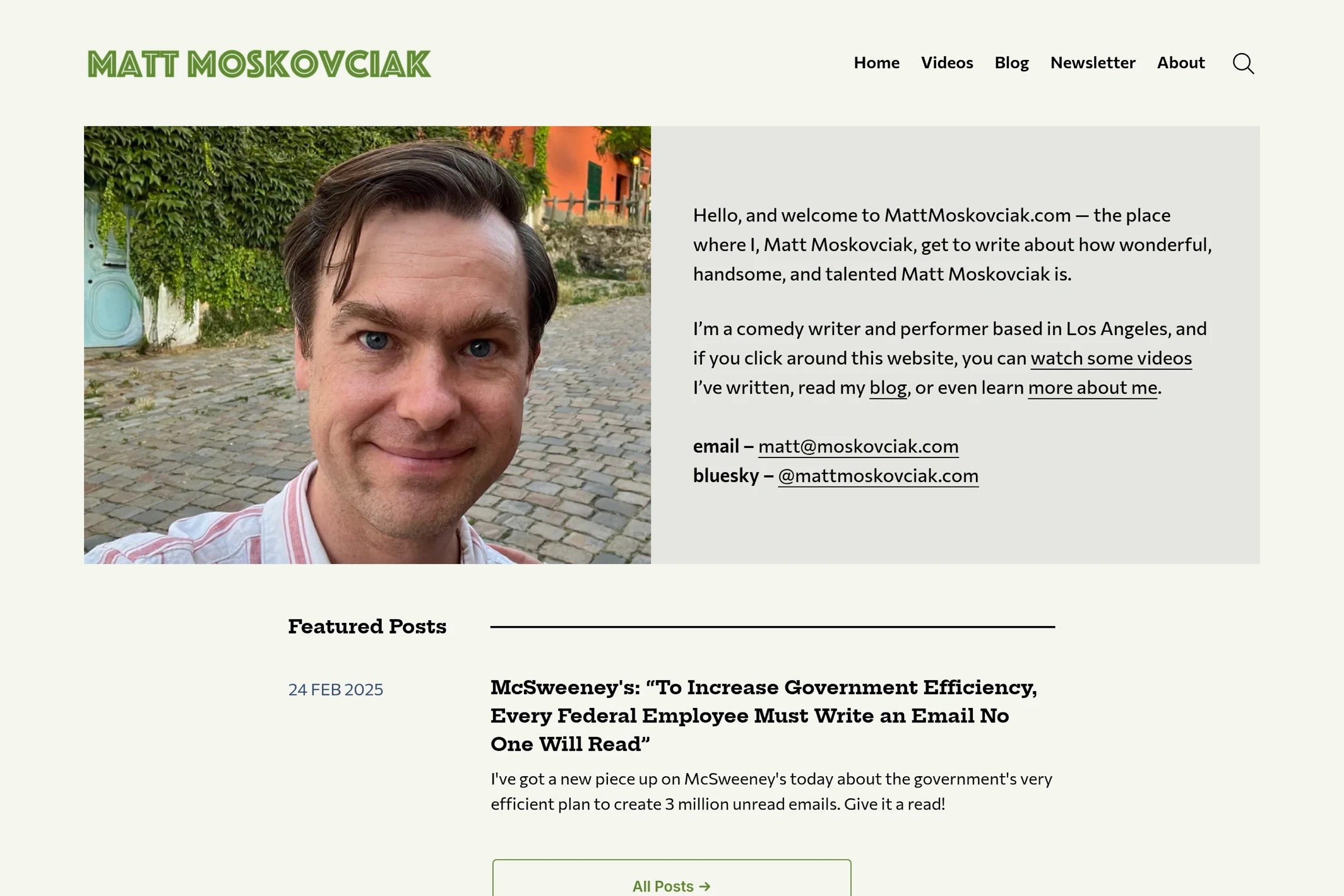 Screenshot of Matt Moskovciak — Ghost theme website