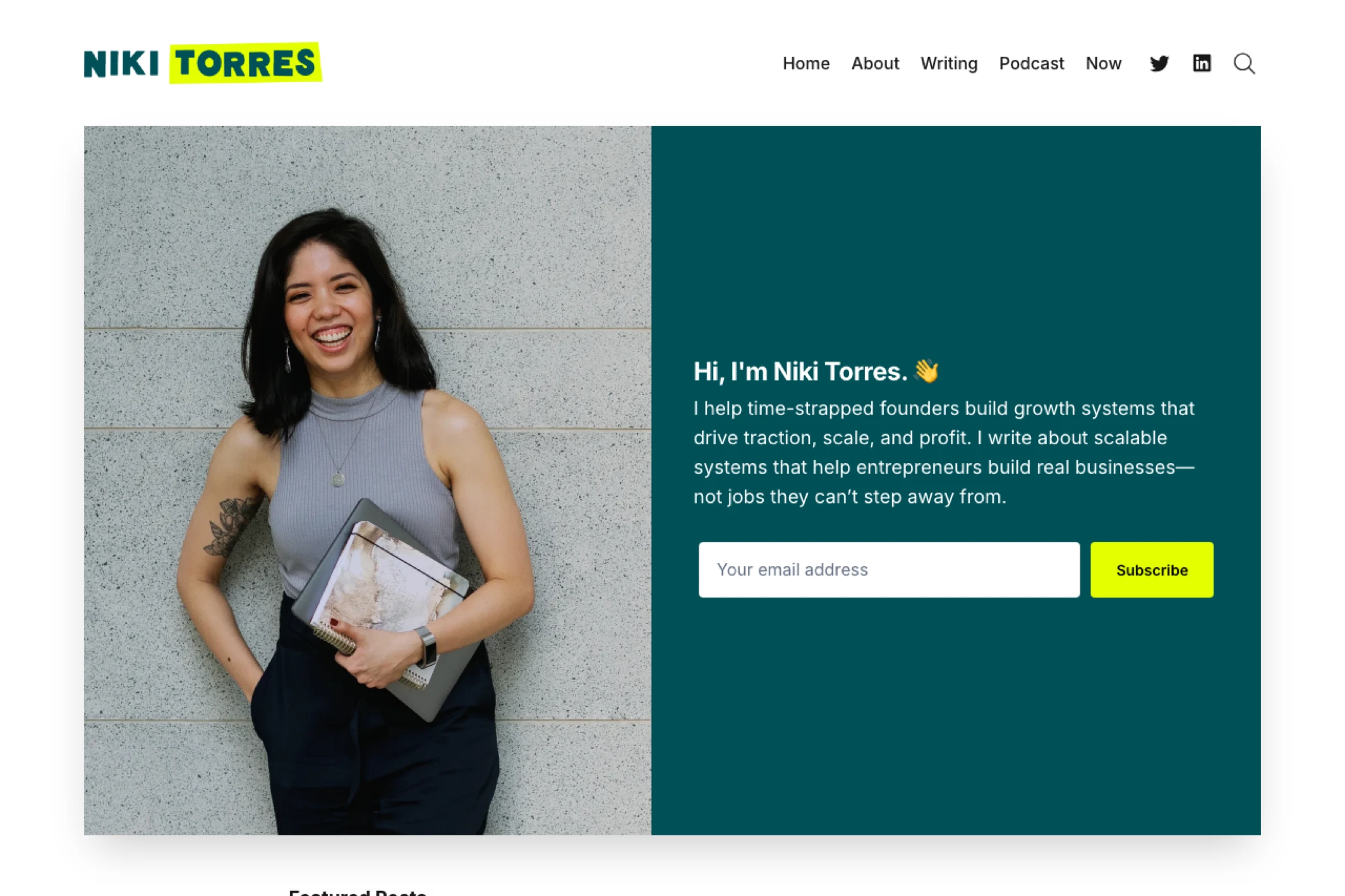 Screenshot of Niki Torres — Ghost theme website