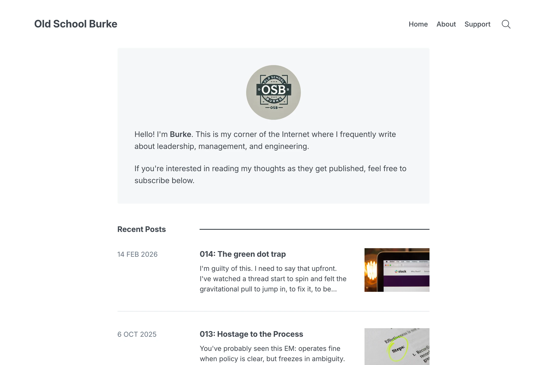 Screenshot of Old School Burke — Ghost theme website