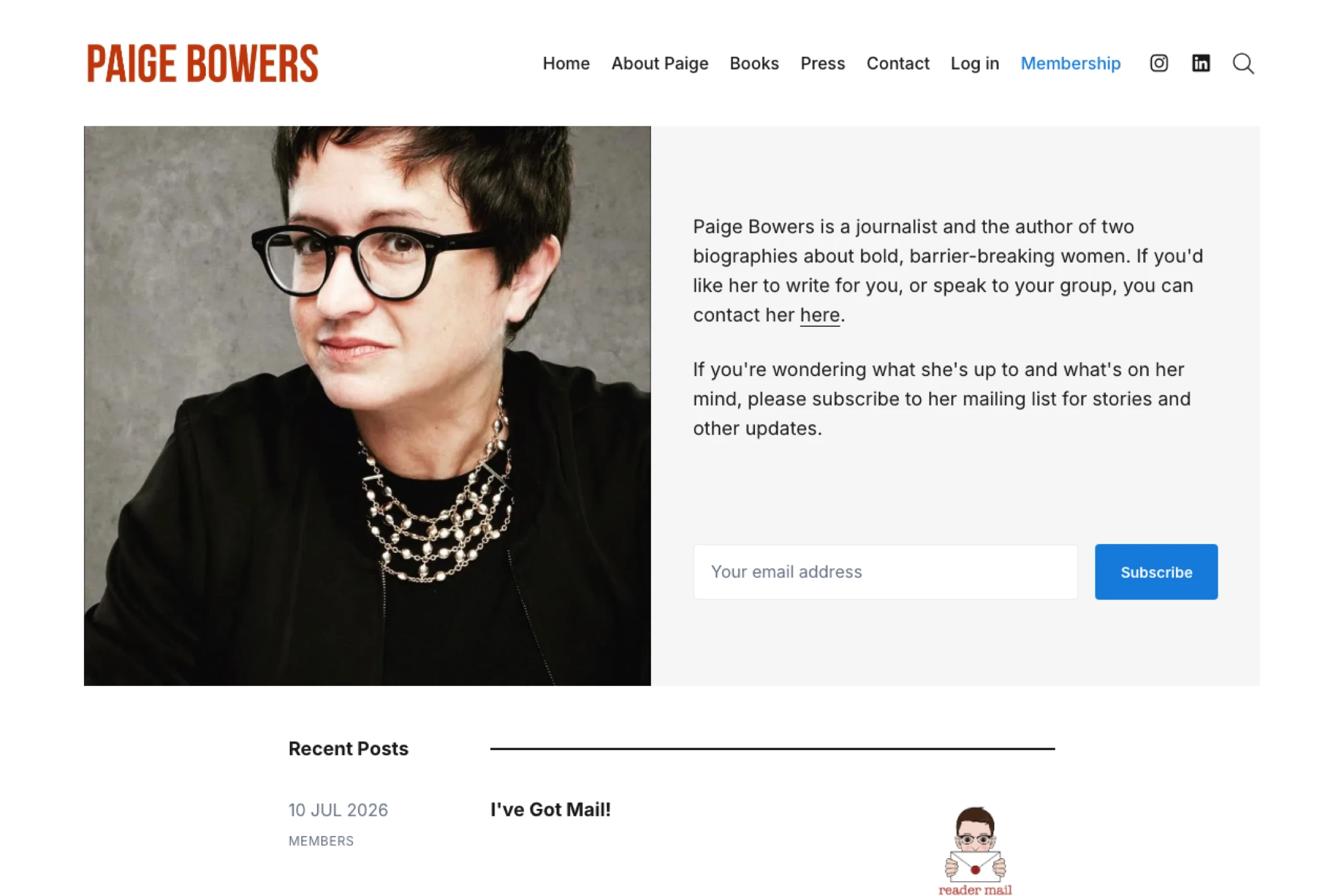 Screenshot of Paige Bowers — Ghost theme website