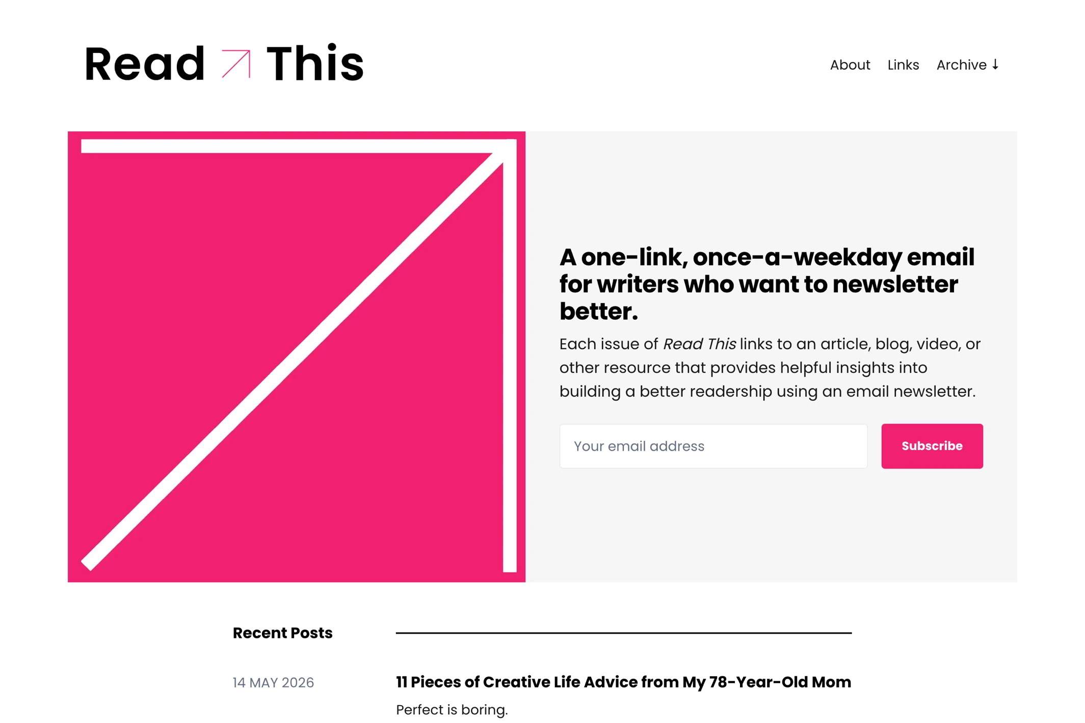 Screenshot of Read This — Ghost theme website