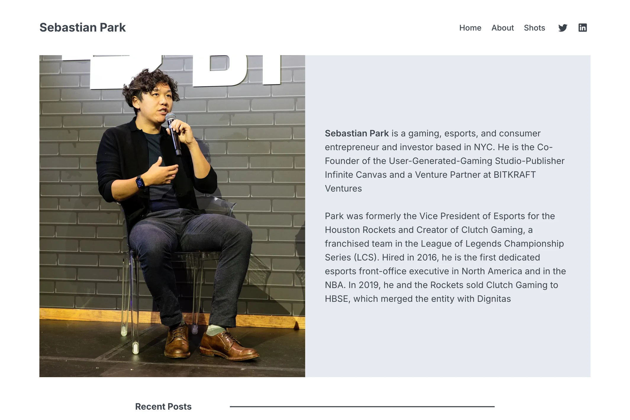 Screenshot of Sebastian Park — Ghost theme website