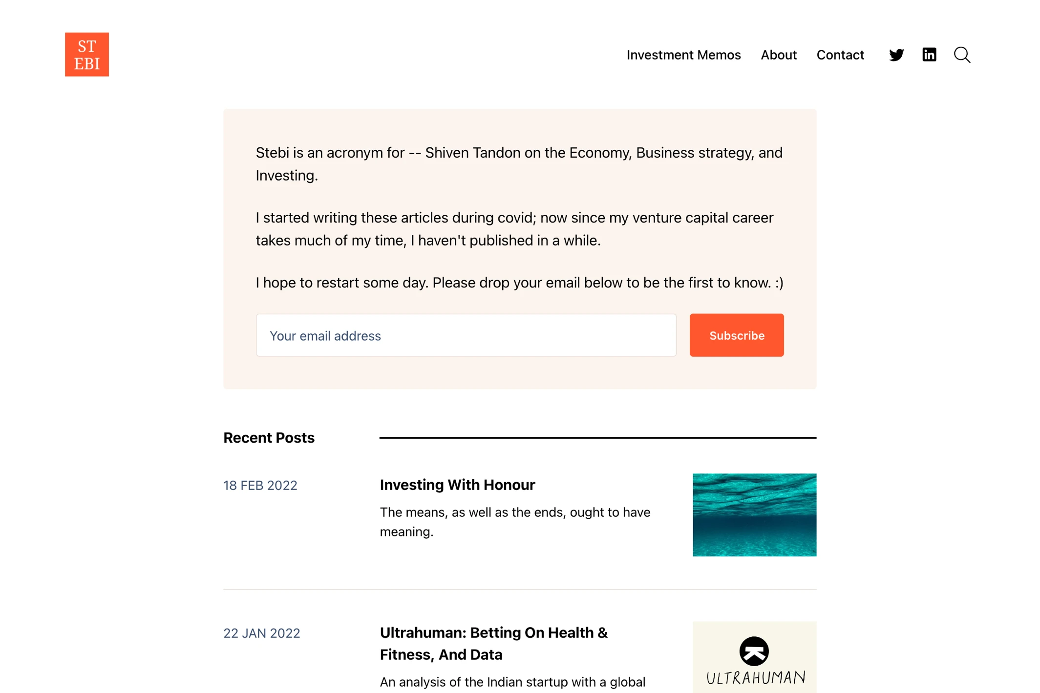 Screenshot of Stebi — Ghost theme website
