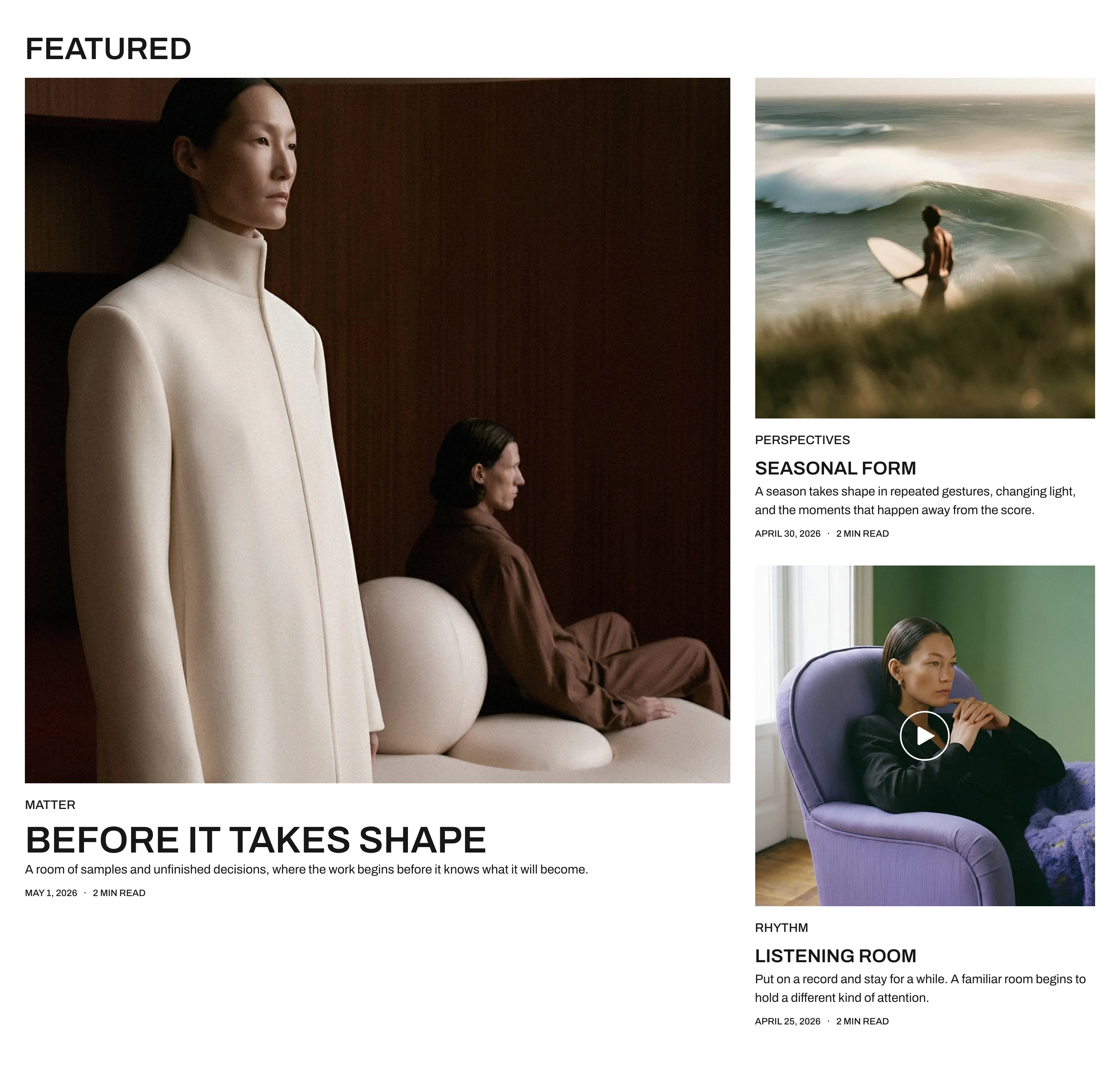 Featured posts on the homepage