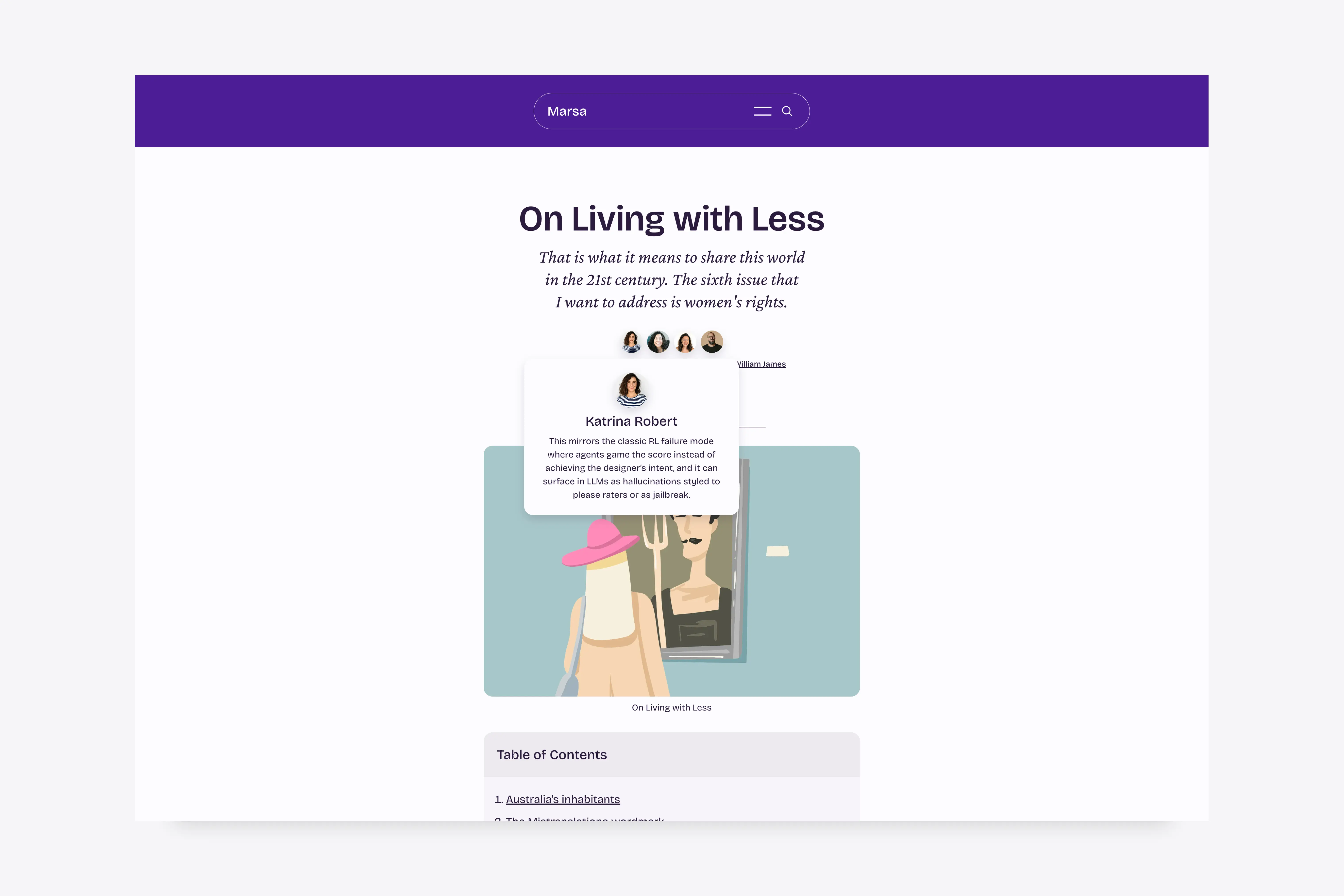 Author profile card shown on hover in the Marsa Ghost theme