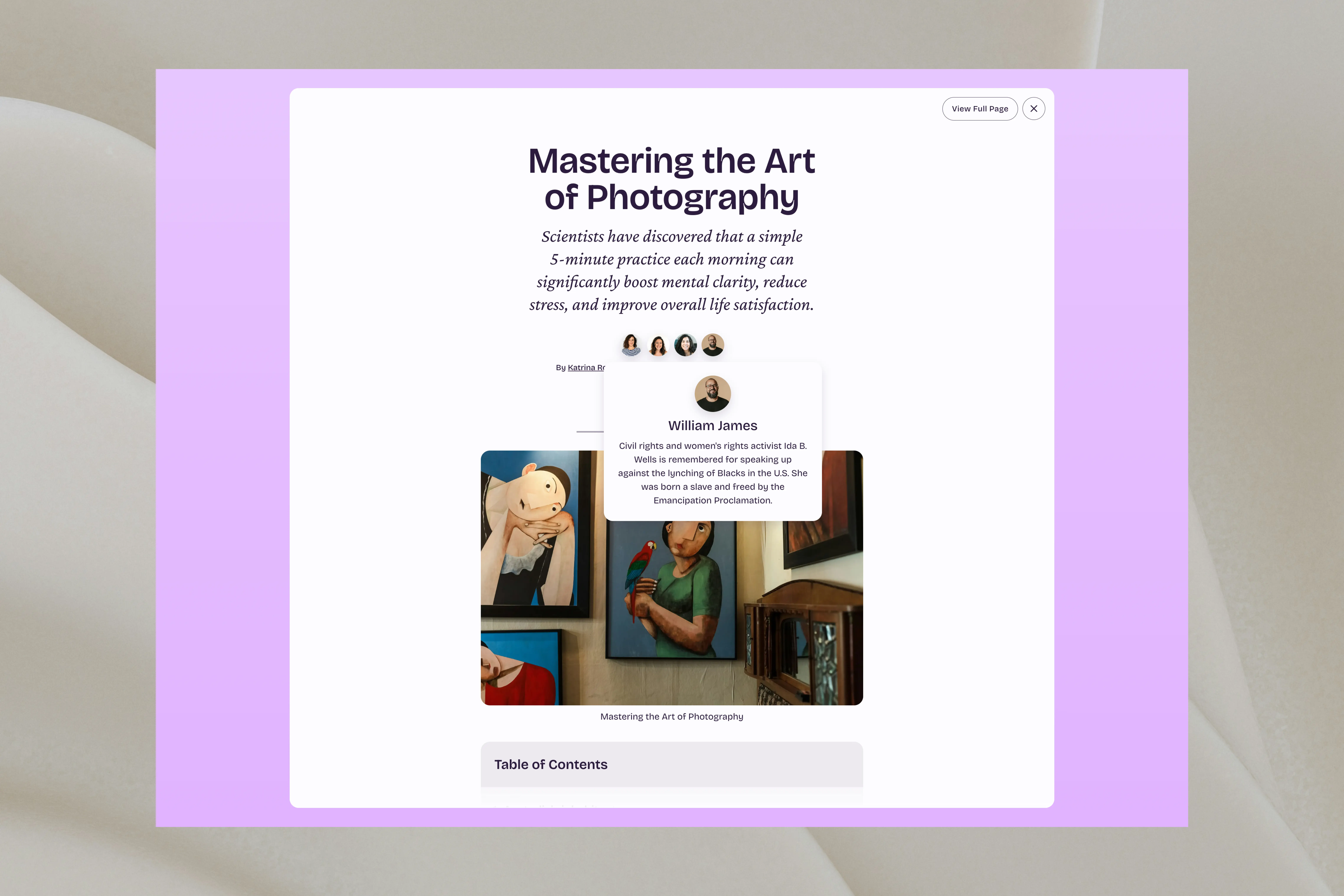 Marsa Ghost CMS Theme Author Hover Cards