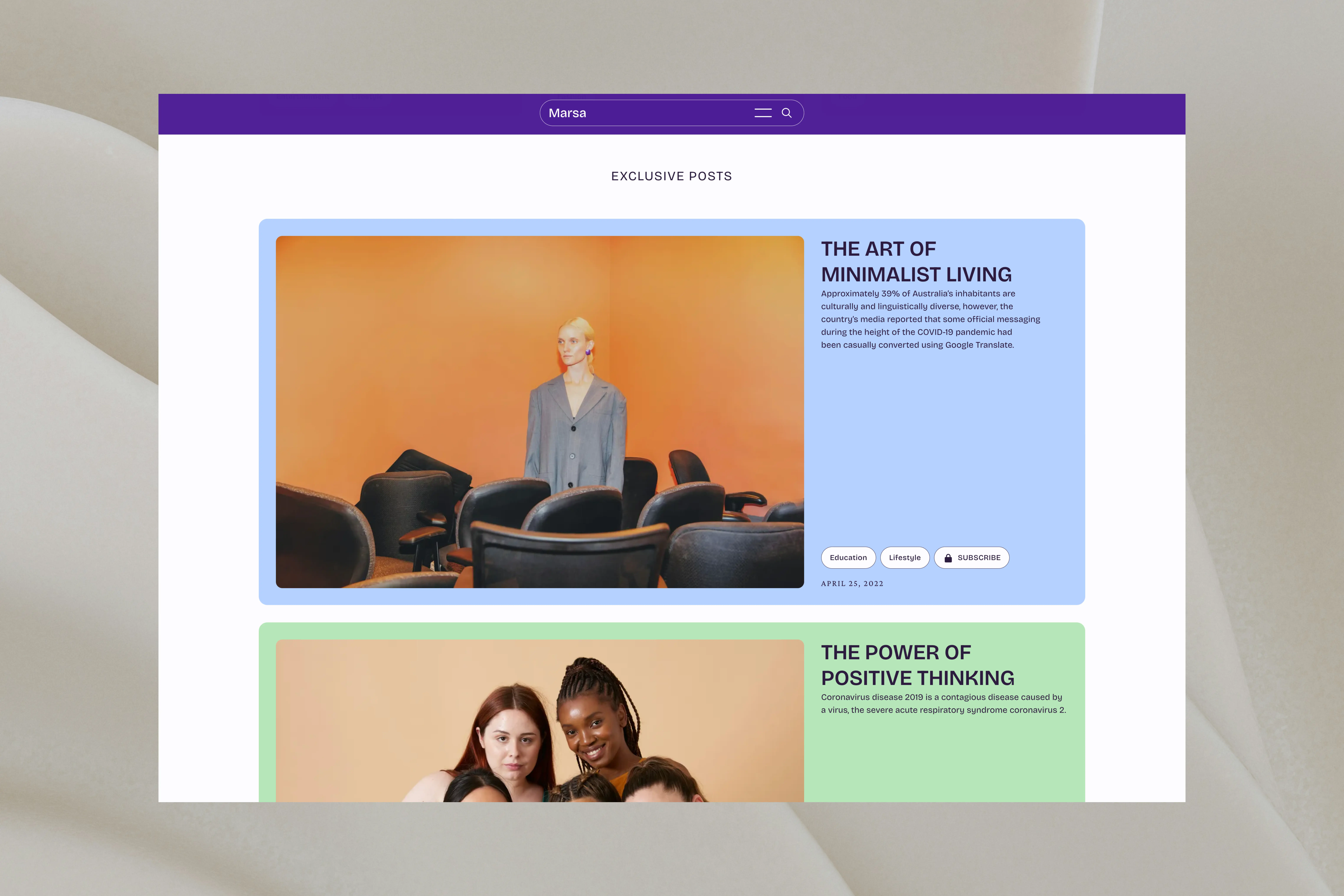 Marsa Ghost CMS Theme Members-Only Content Section