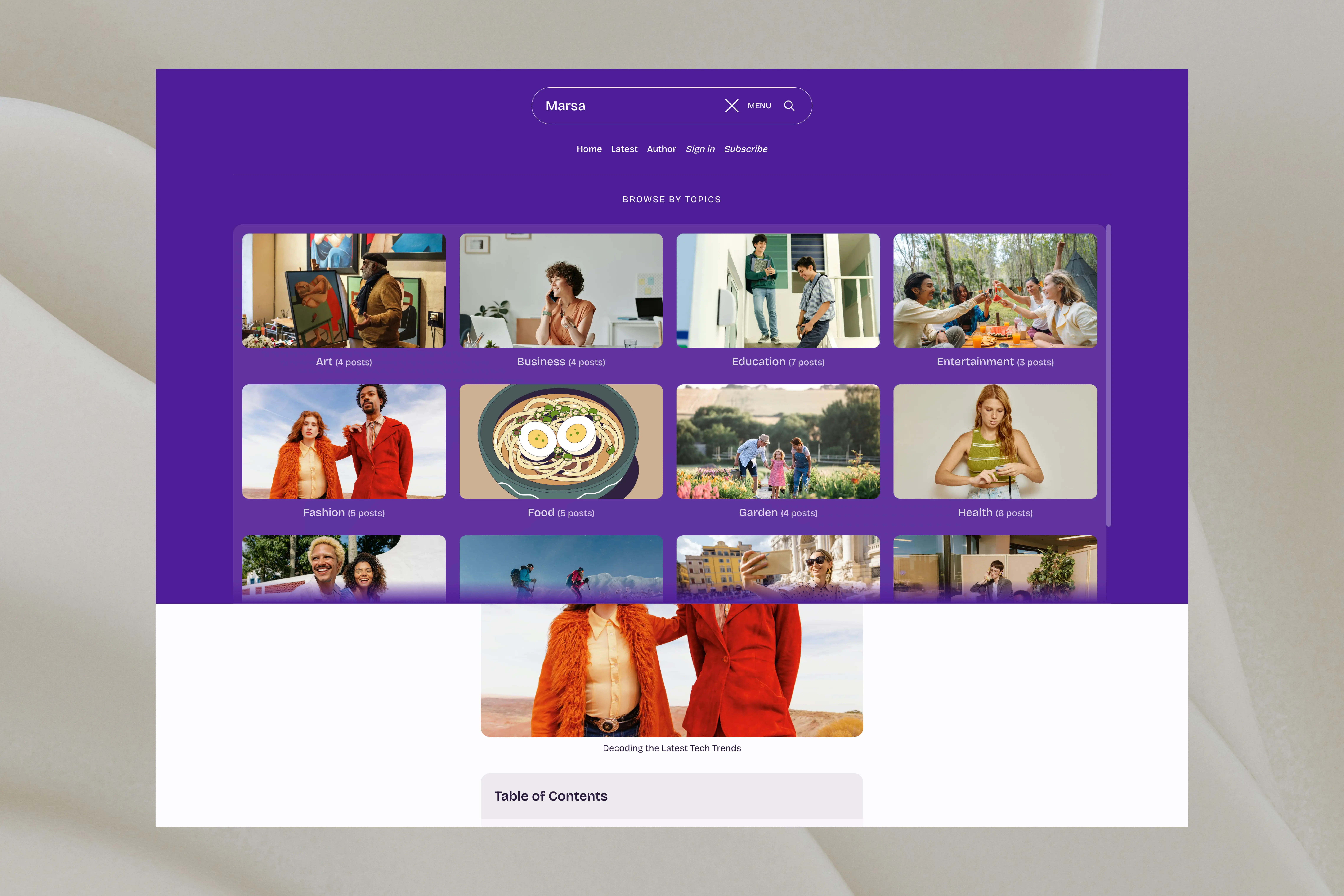 Marsa Ghost CMS Theme Header Tags