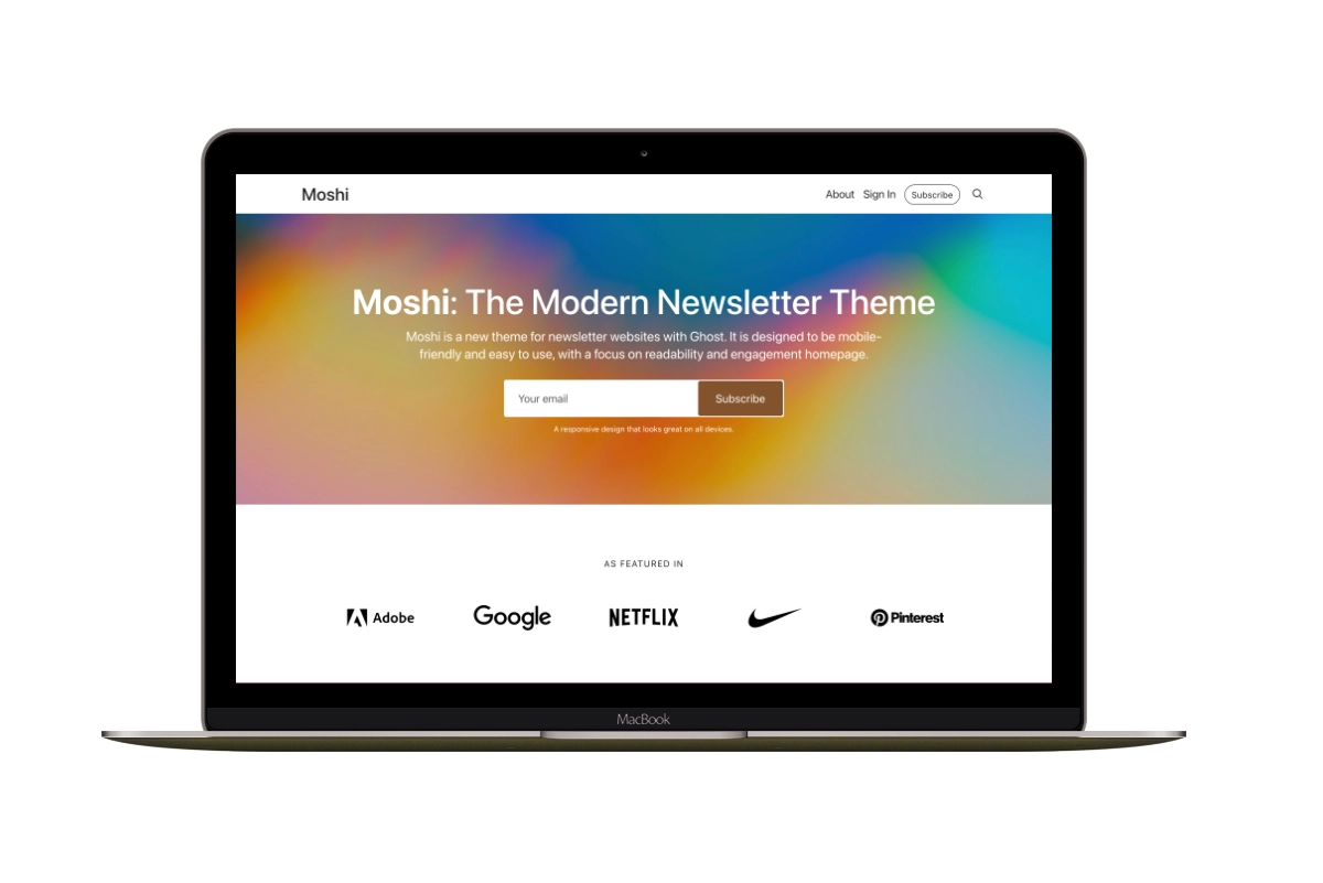 Moshi — The Modern Newsletter Ghost Theme