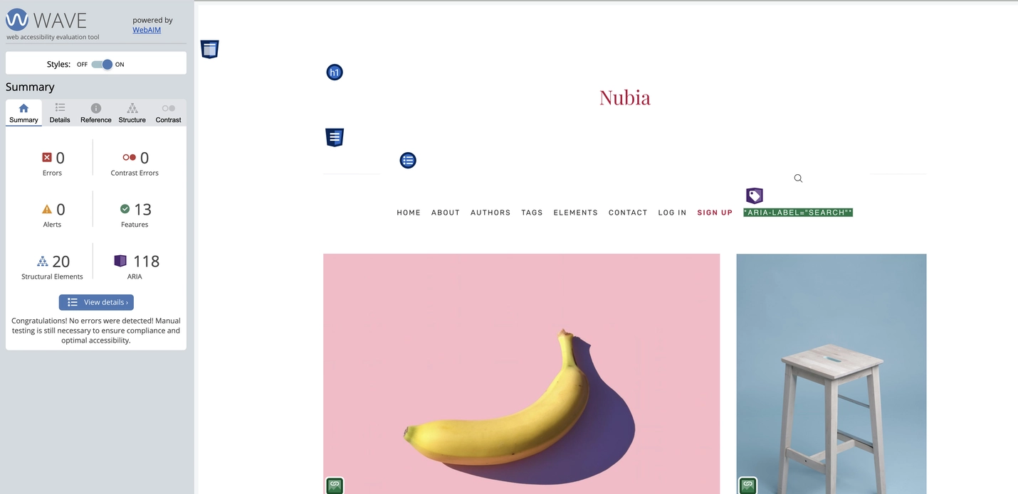 Nubia Ghost CMS Theme Accessibility