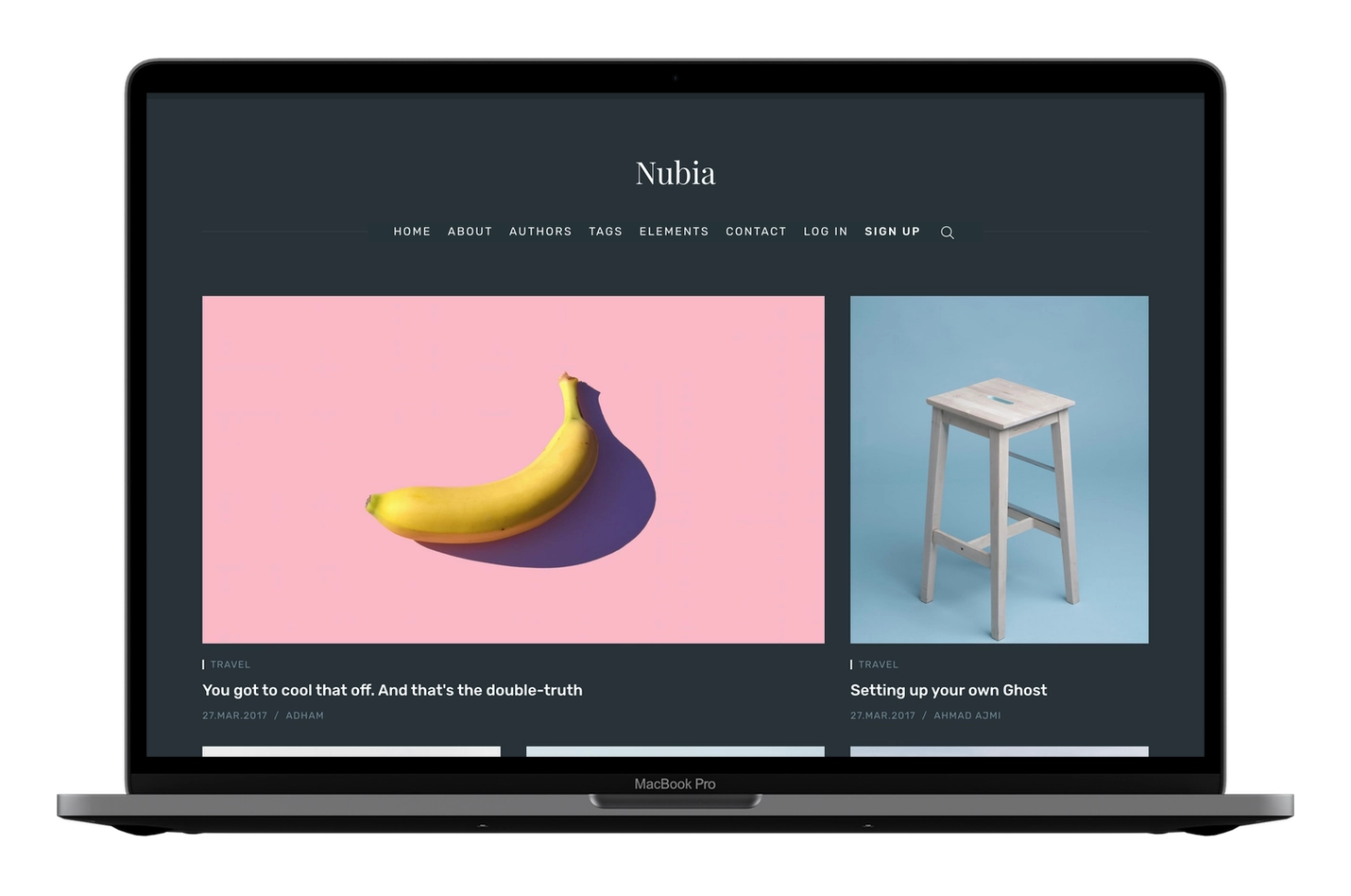 Nubia Ghost CMS Theme Dark Mode