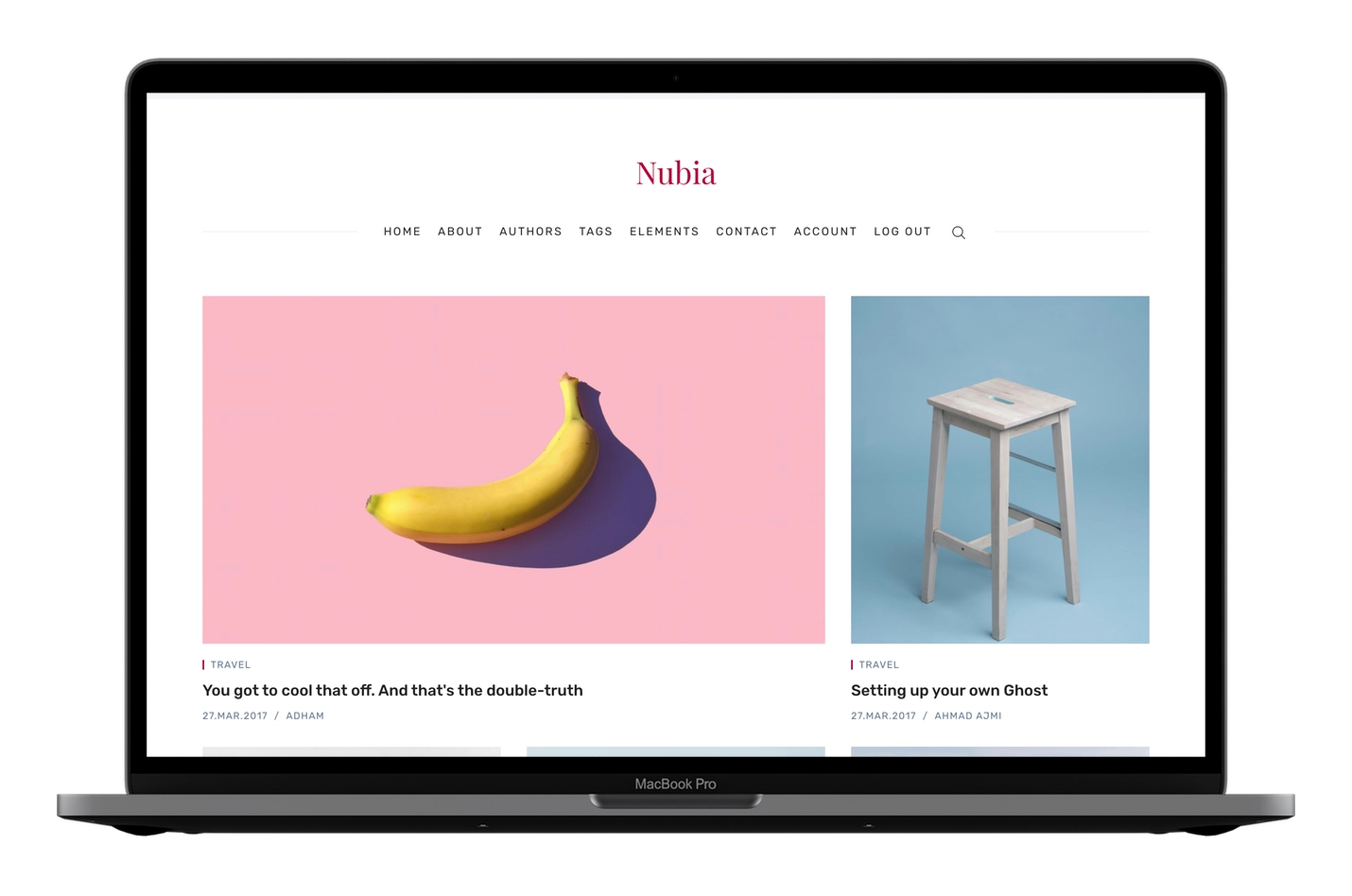 Nubia Ghost CMS Theme Homepage