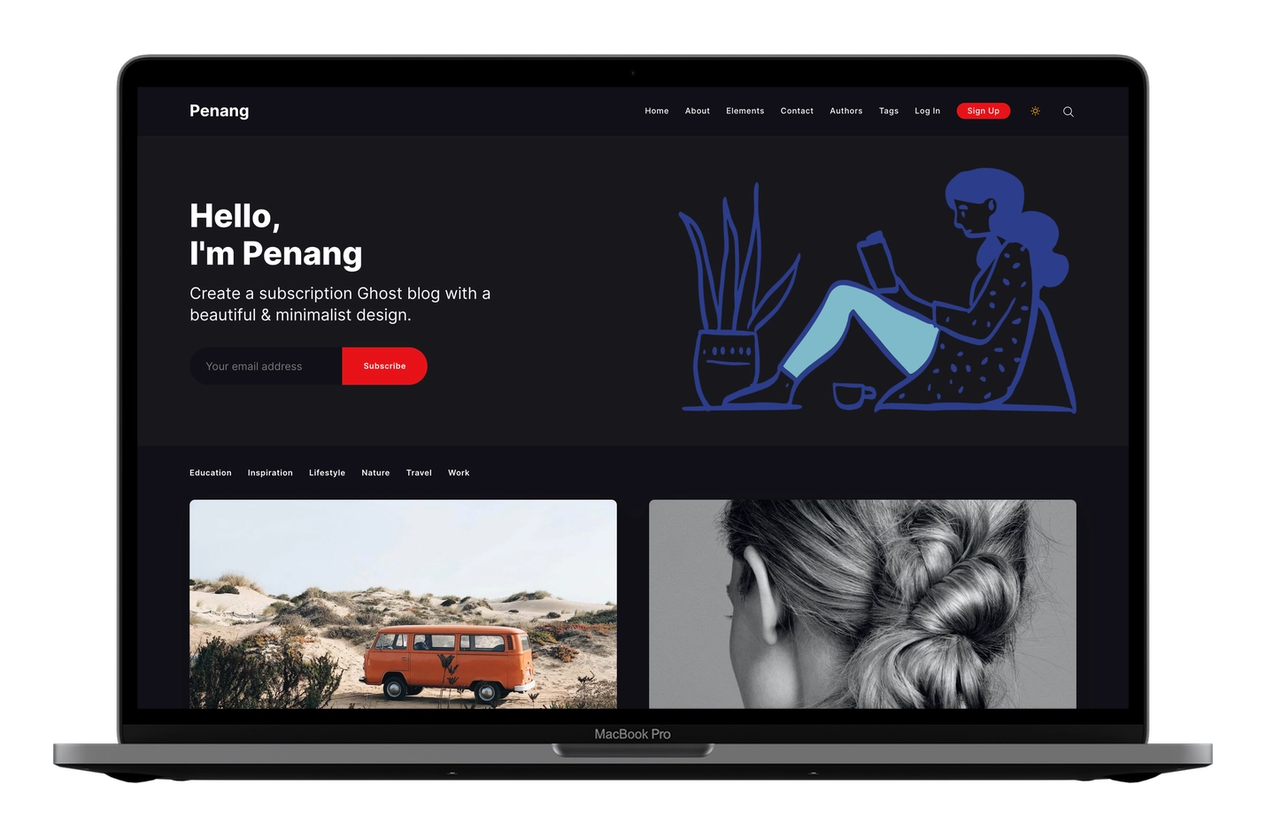 Penang Ghost CMS Theme Dark Mode