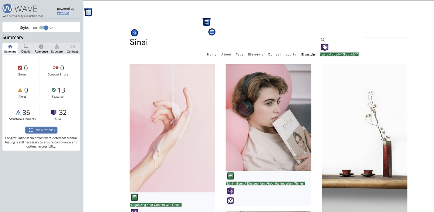 Sinai Ghost CMS ThemeAccessibility