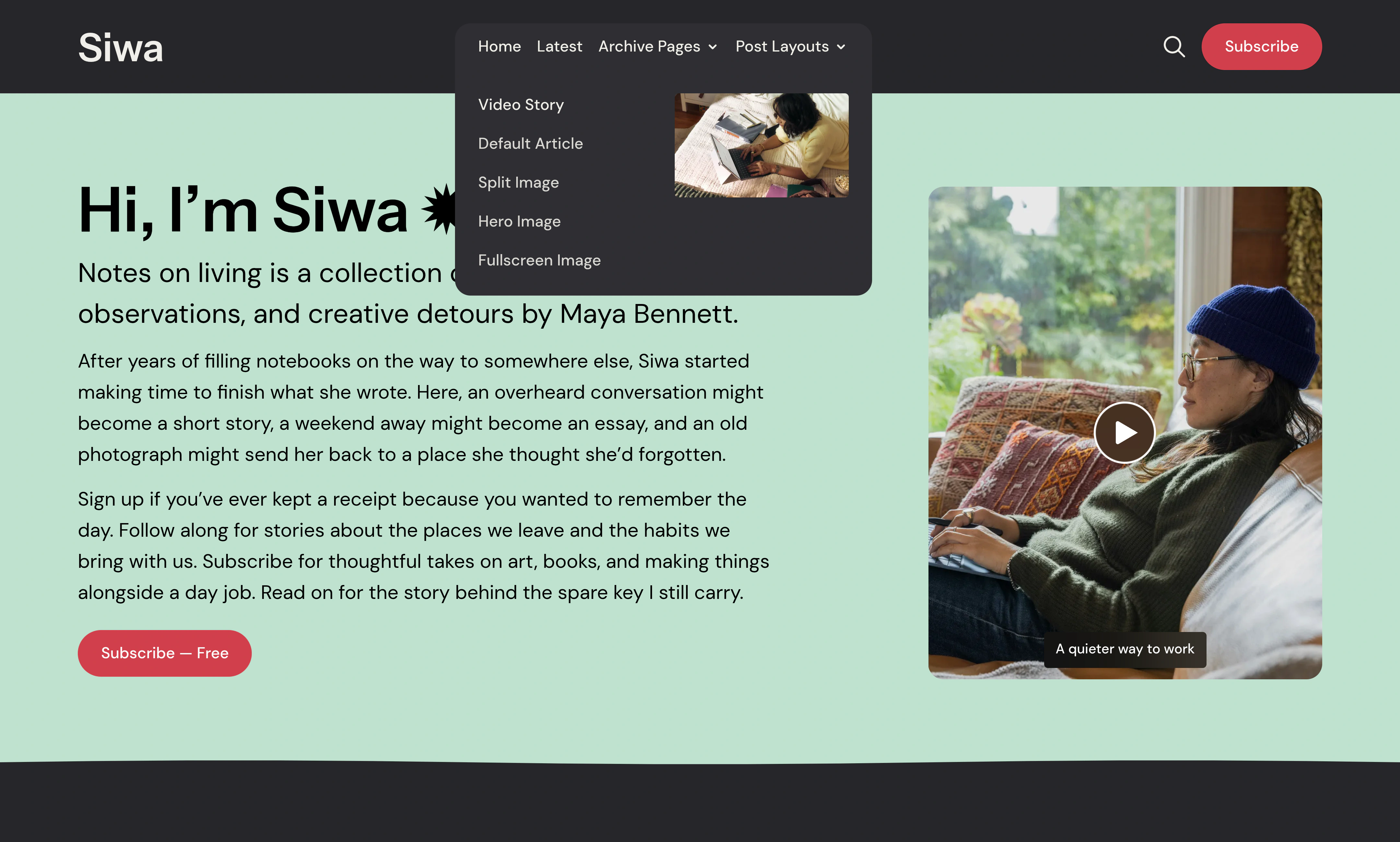 Siwa navigation preview