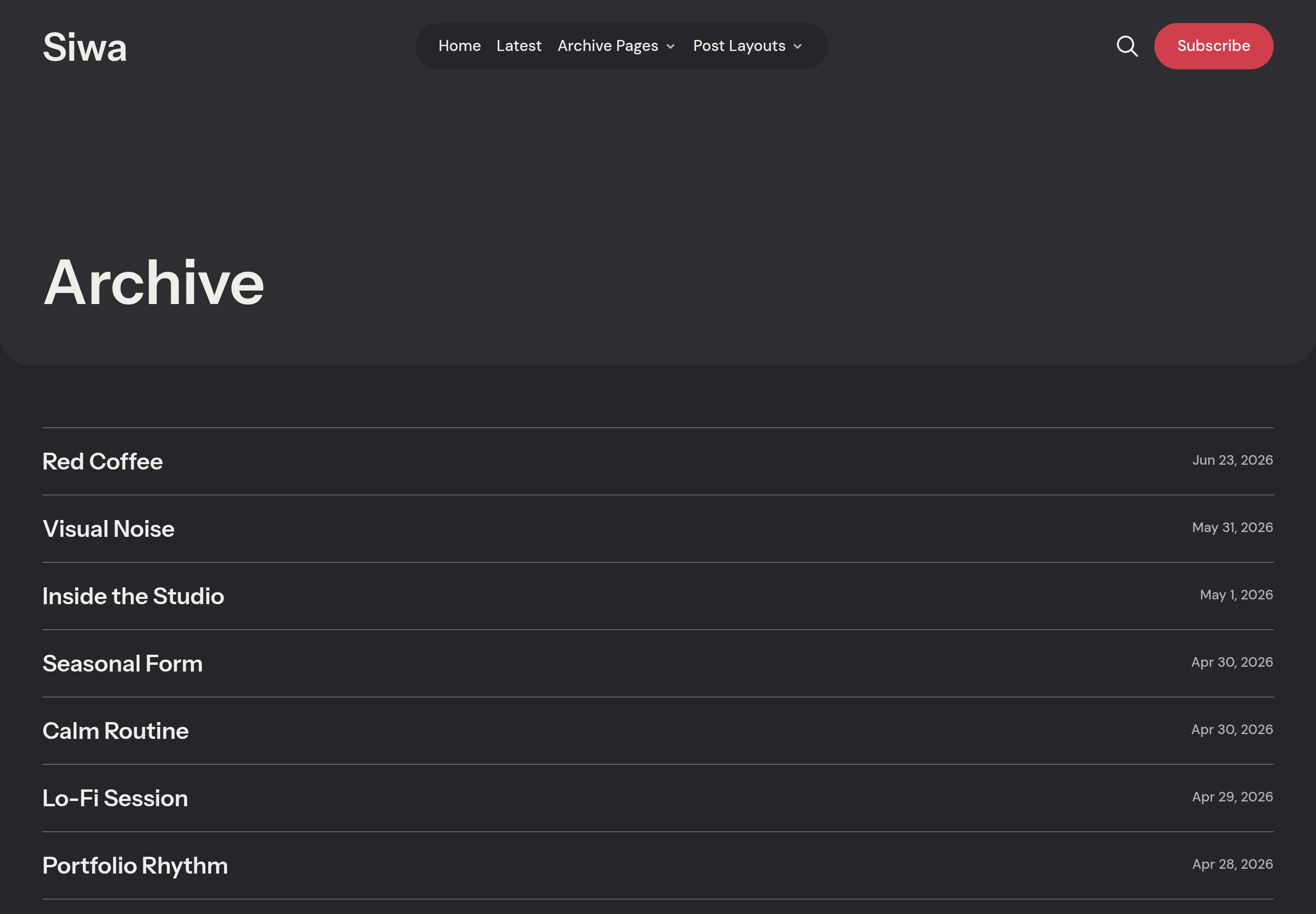 Siwa Archive page