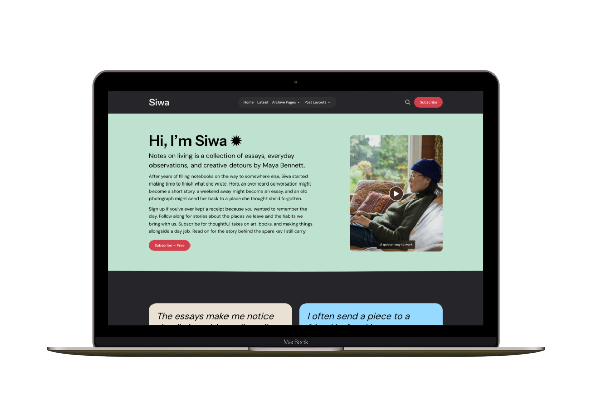 Siwa Ghost Theme for Personal Blogs and Newsletters