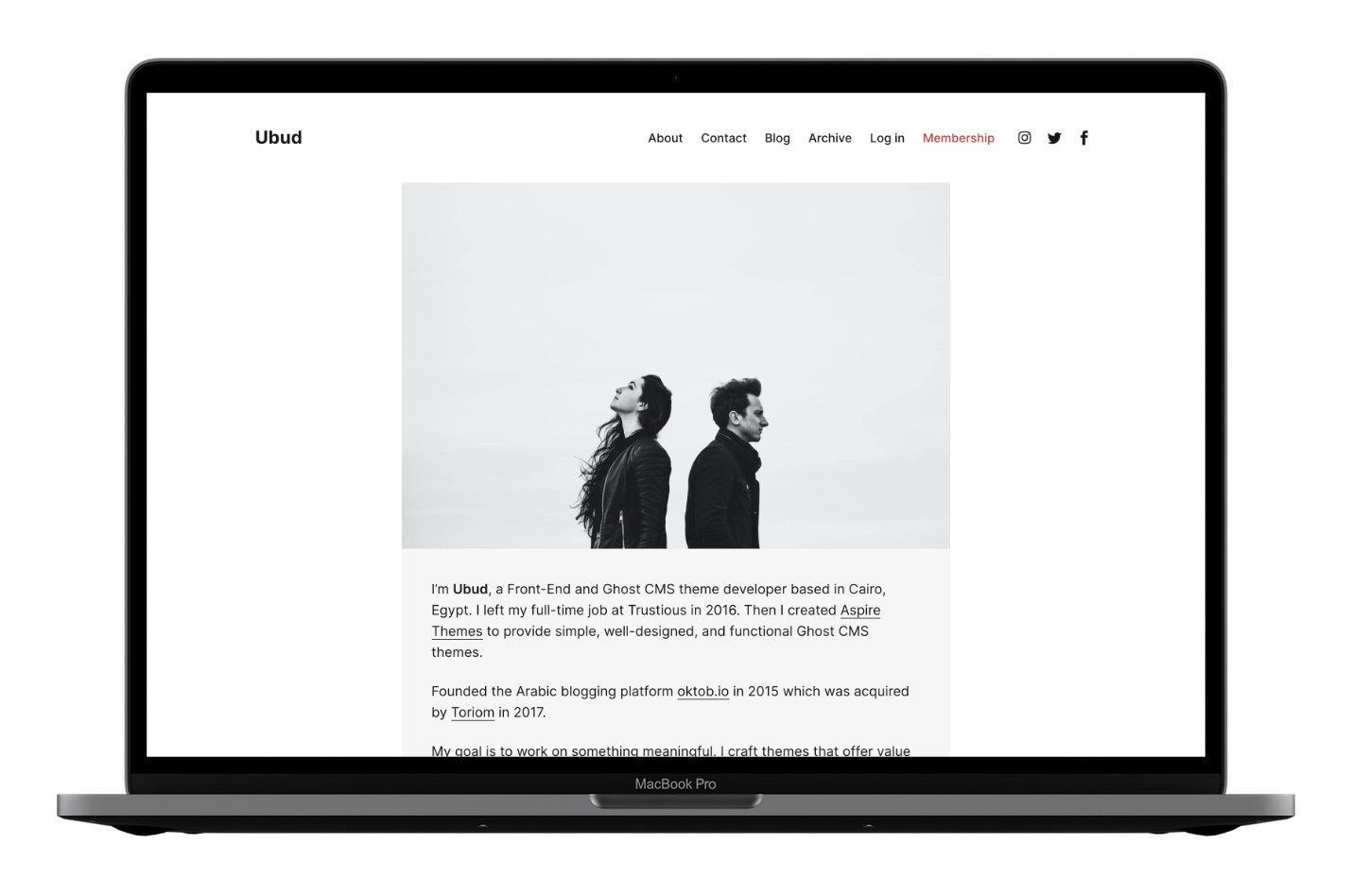 Ubud Ghost Theme Homepage Image Center